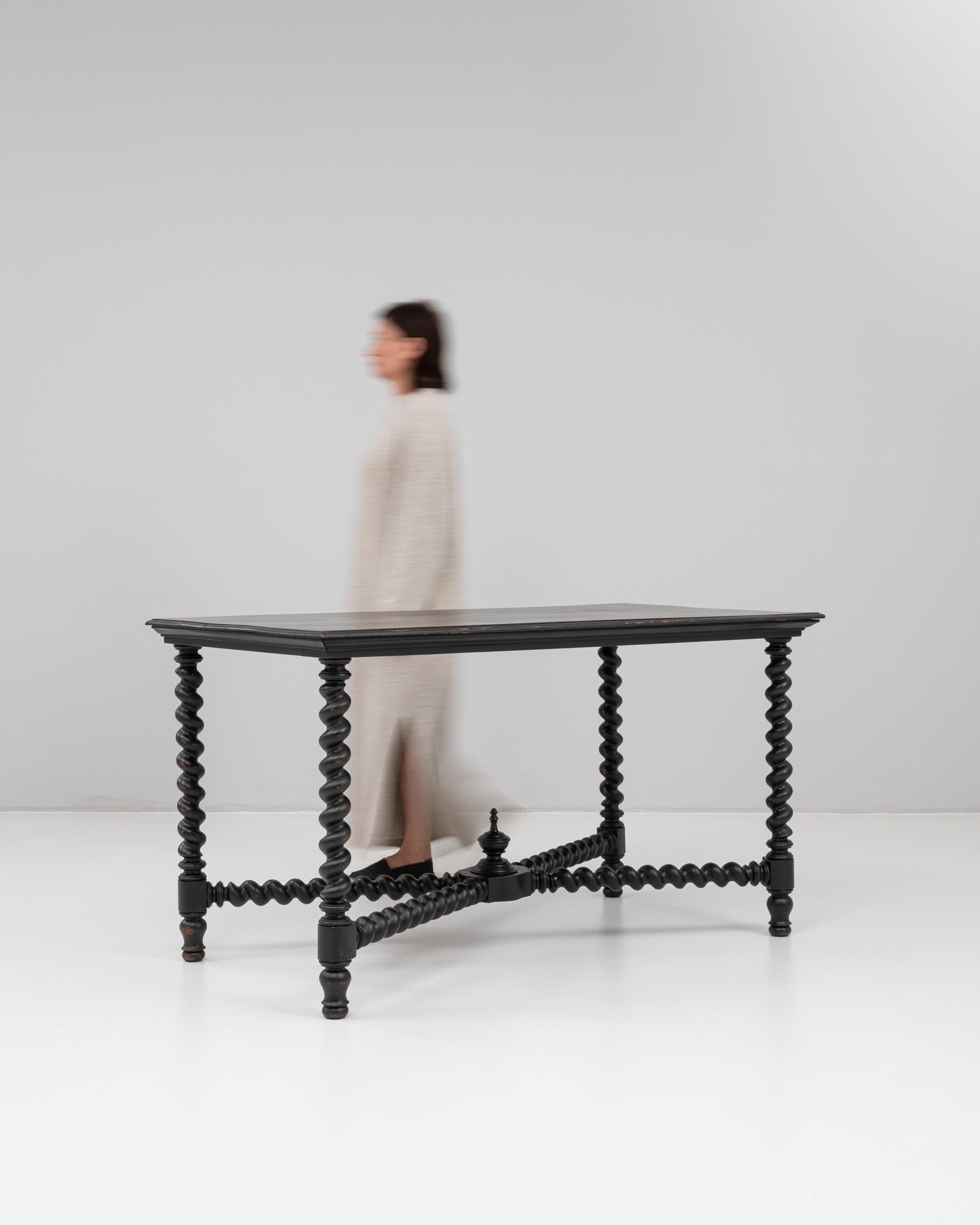 1880s French Black Patinated Barley Twist Table For Sale 1