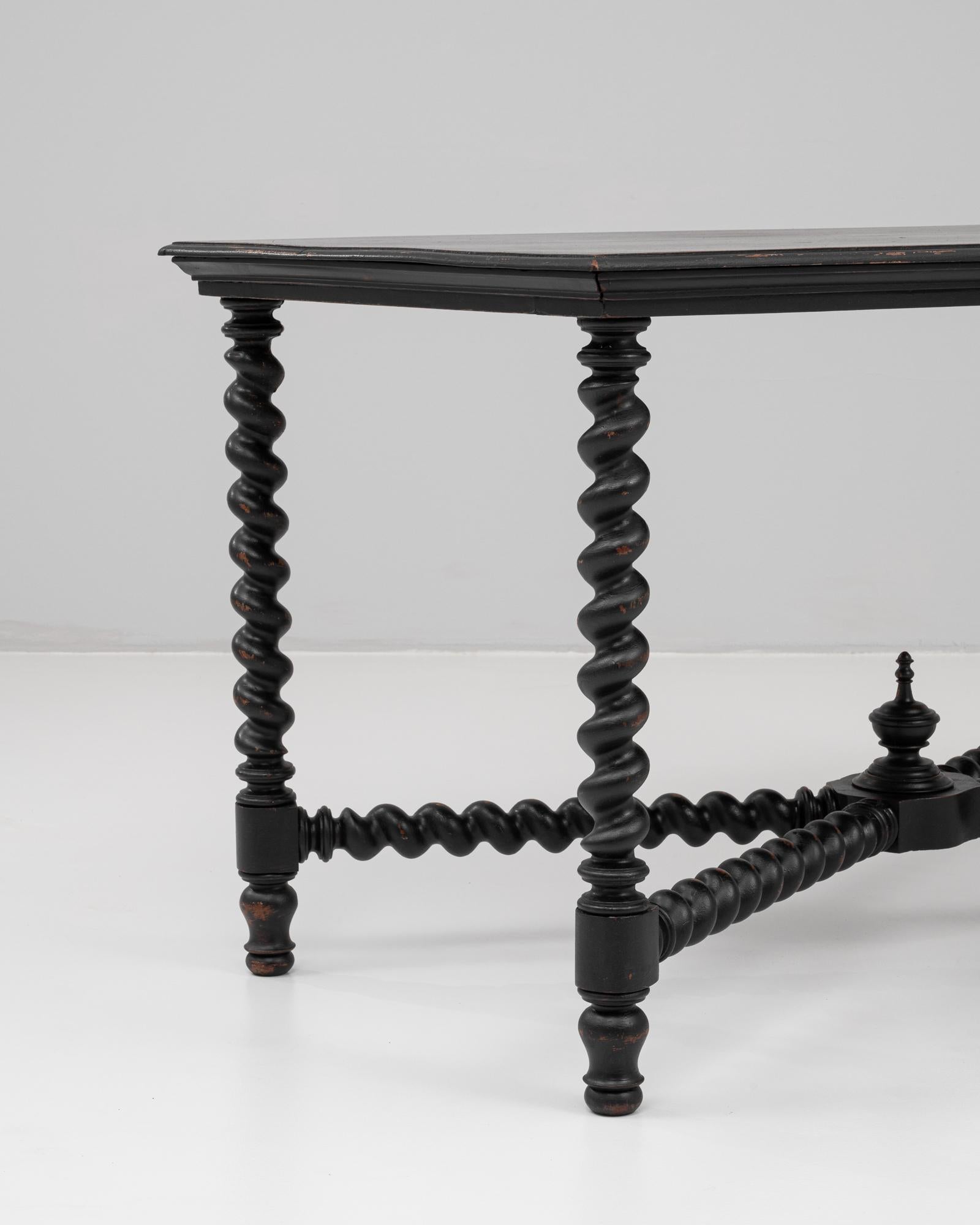 1880s French Black Patinated Barley Twist Table For Sale 2