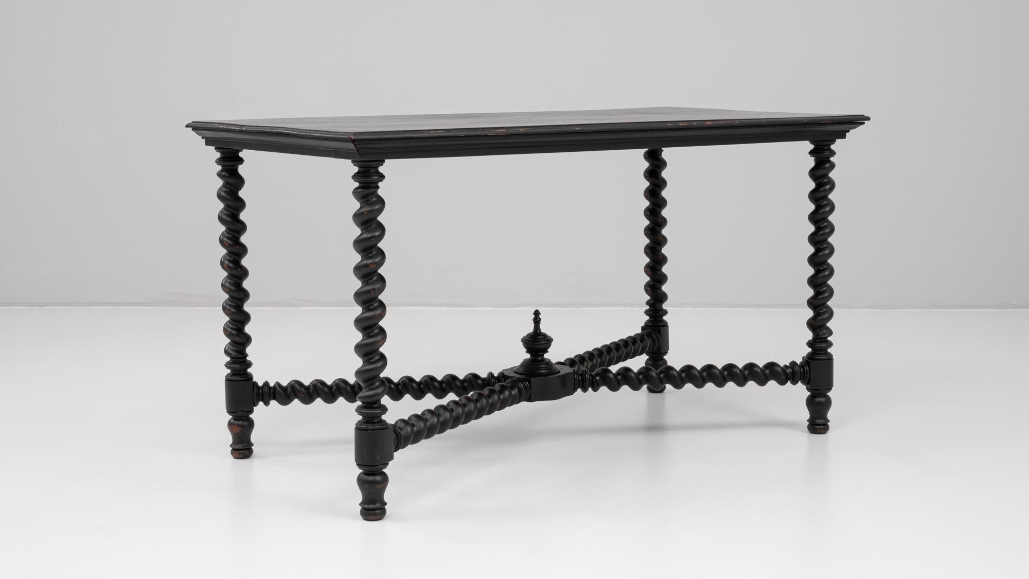 1880s French Black Patinated Barley Twist Table For Sale 3