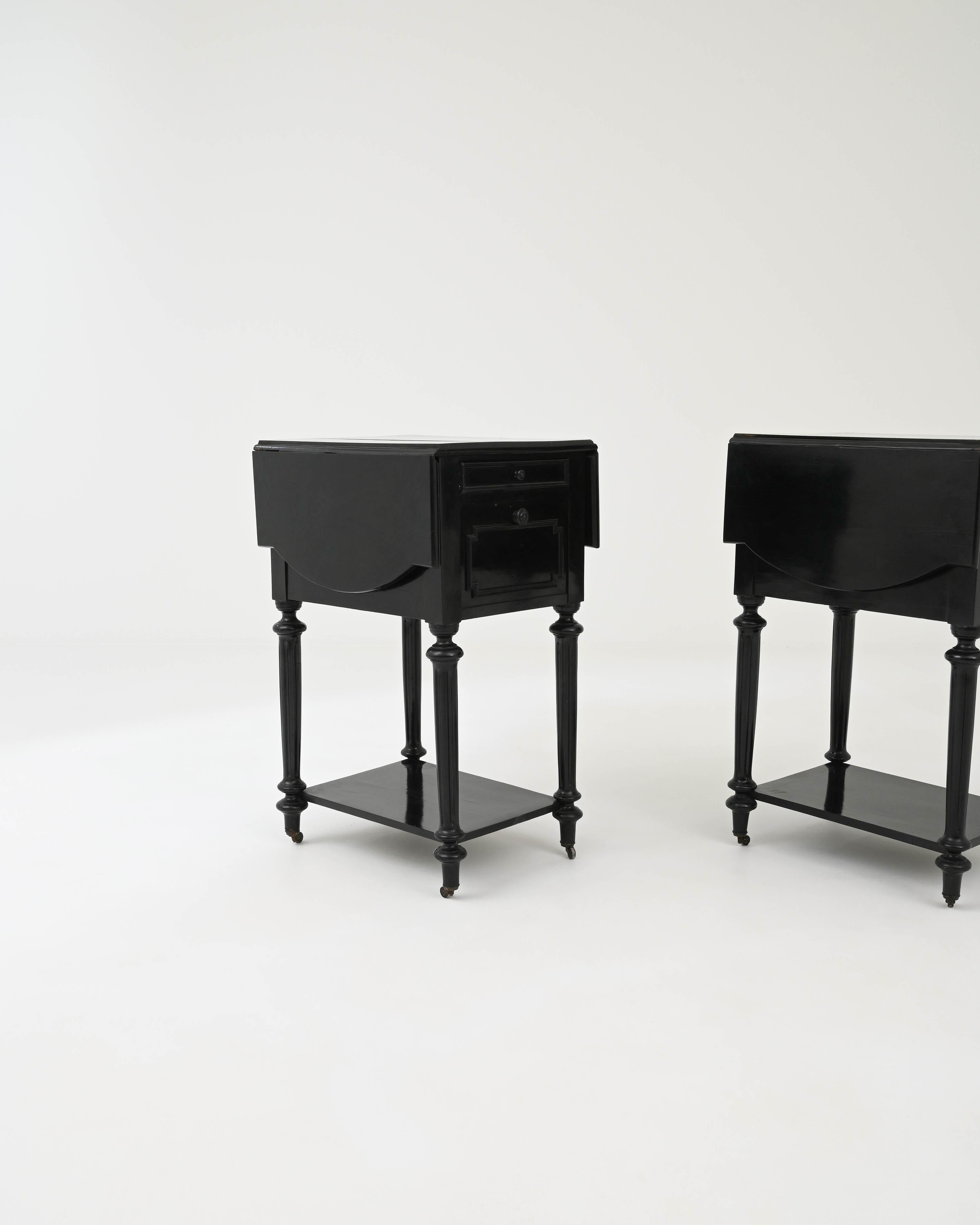 1880s French Black Patinated Side Tables, A Pair 4