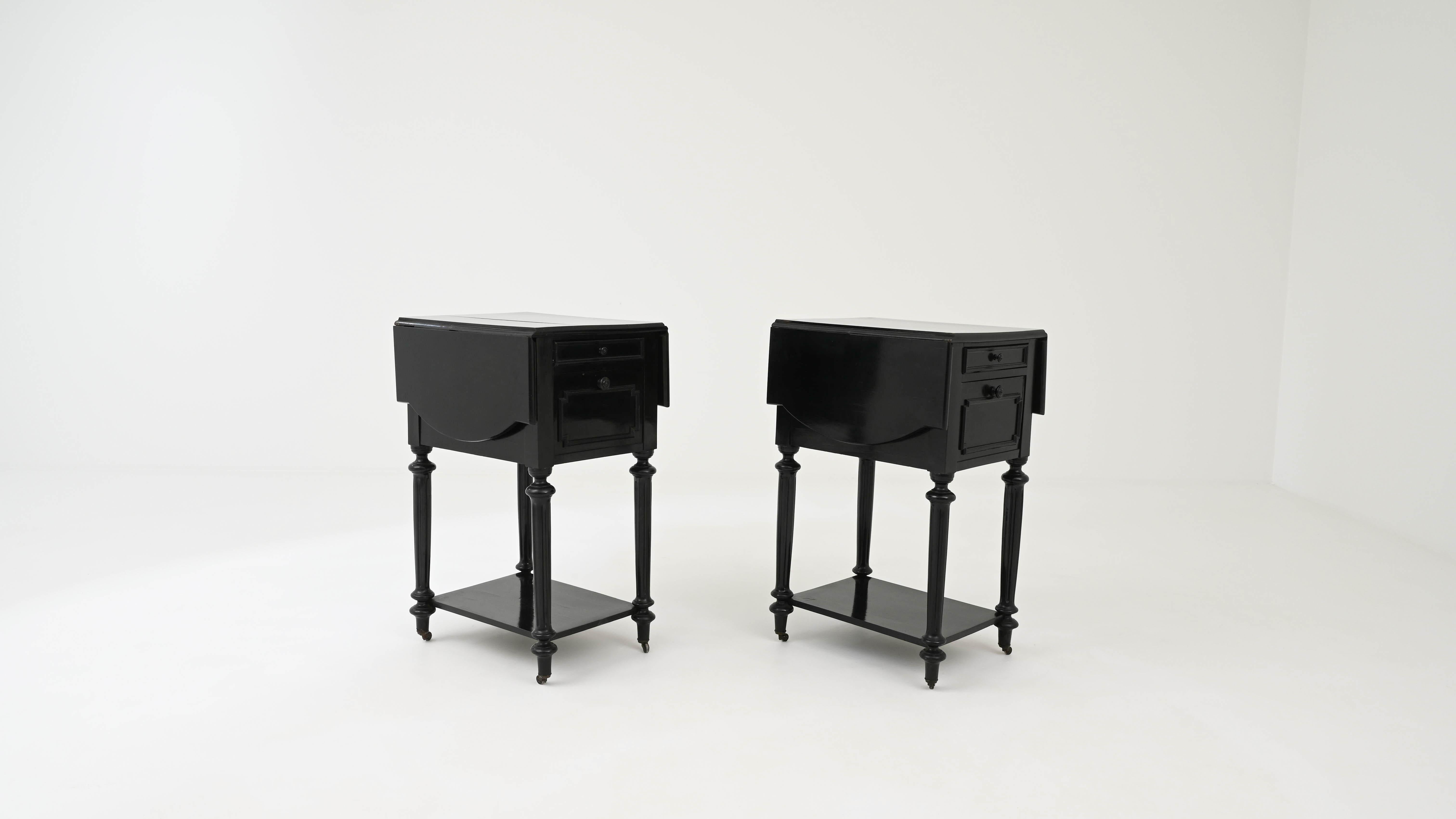 1880s French Black Patinated Side Tables, A Pair 5
