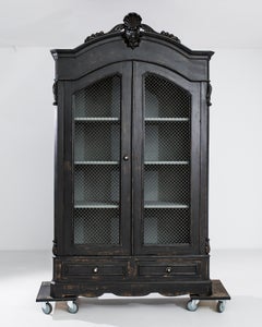 1880s French Black Patinated Wooden Cabinet