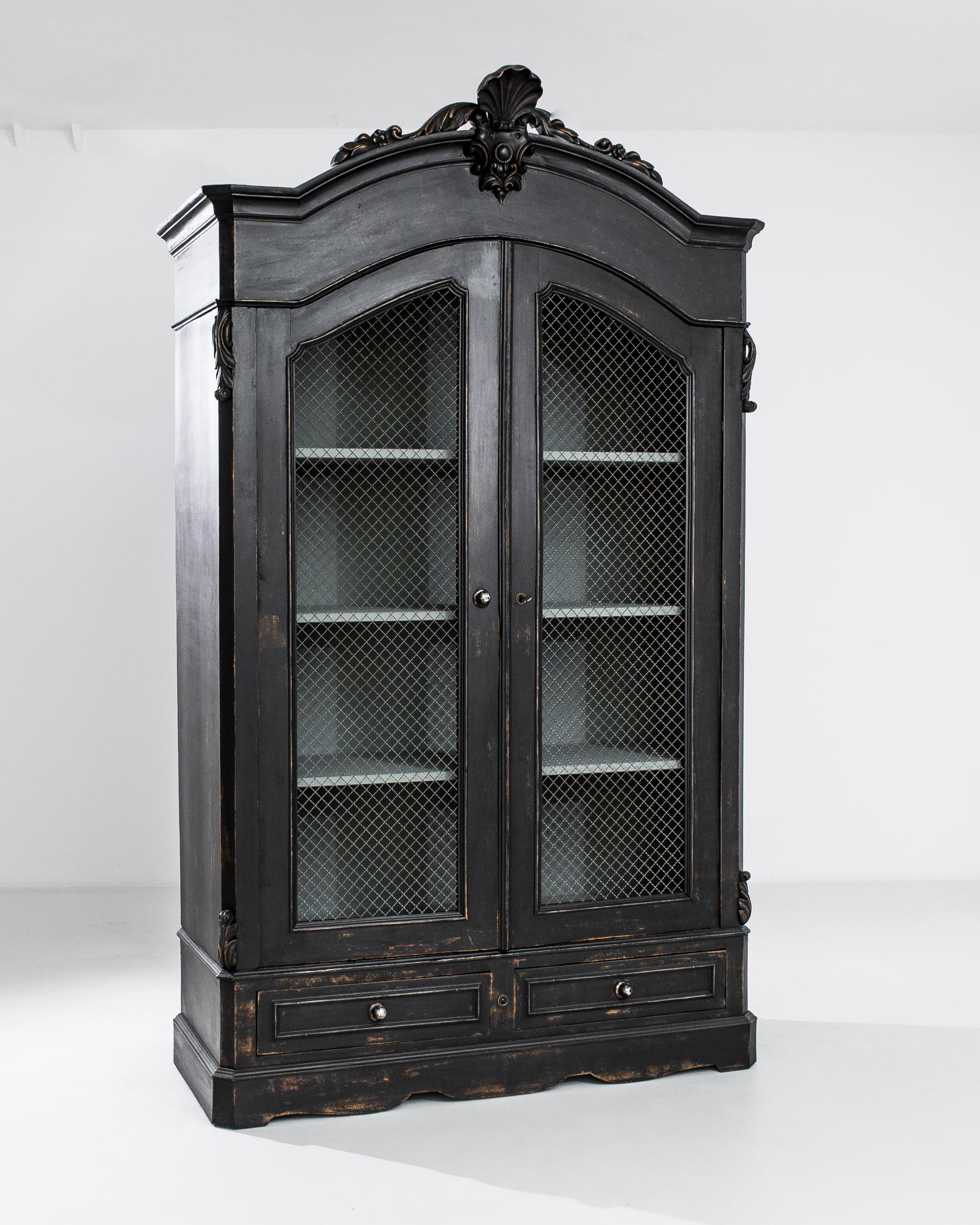 French Provincial 1880s French Black Patinated Wooden Cabinet