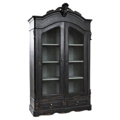 1880s French Black Patinated Wooden Cabinet