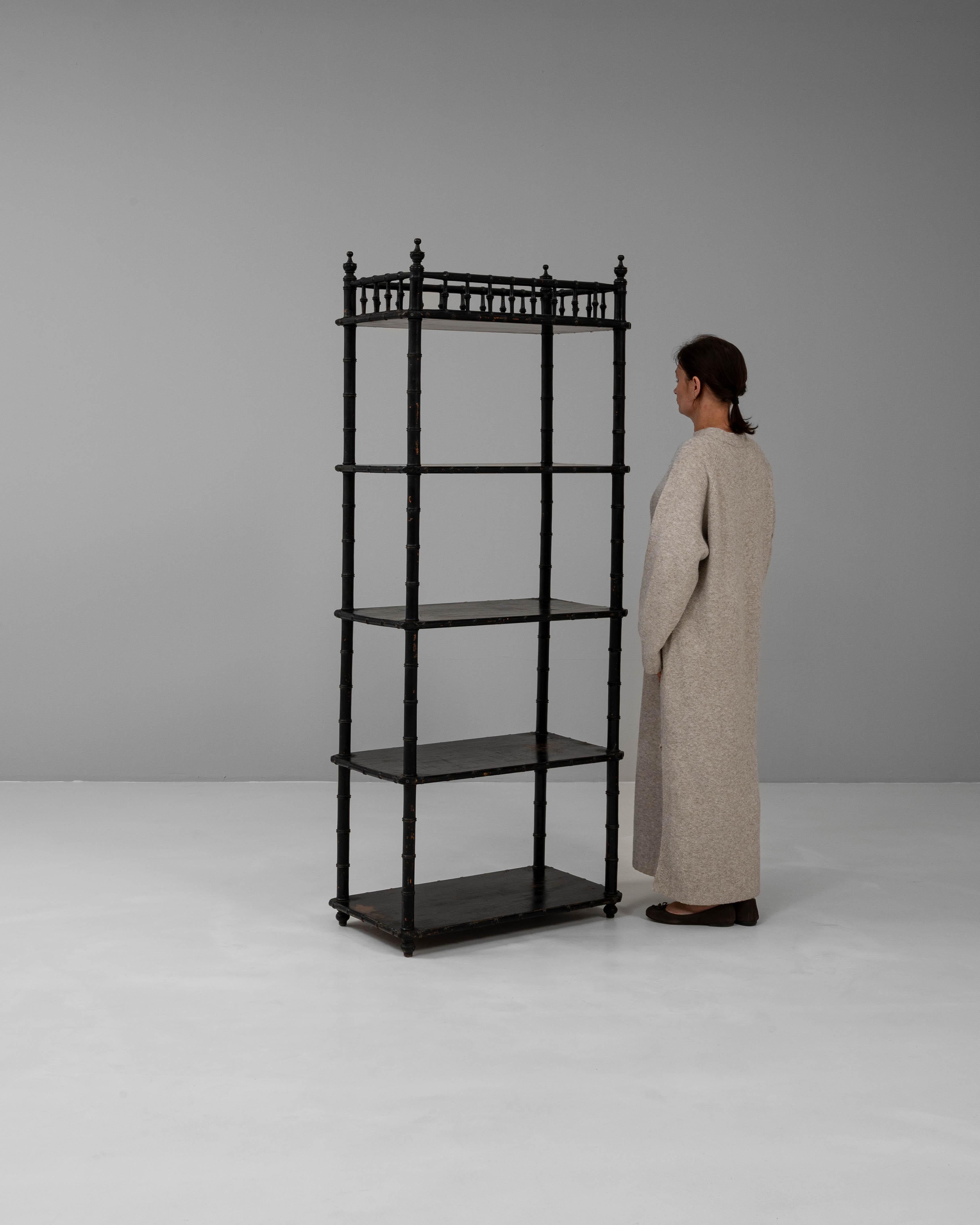 XIX secolo Scaffale francese in legno patinato nero del 1880 in vendita