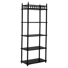 1880s French Black Patinated Wooden Shelf