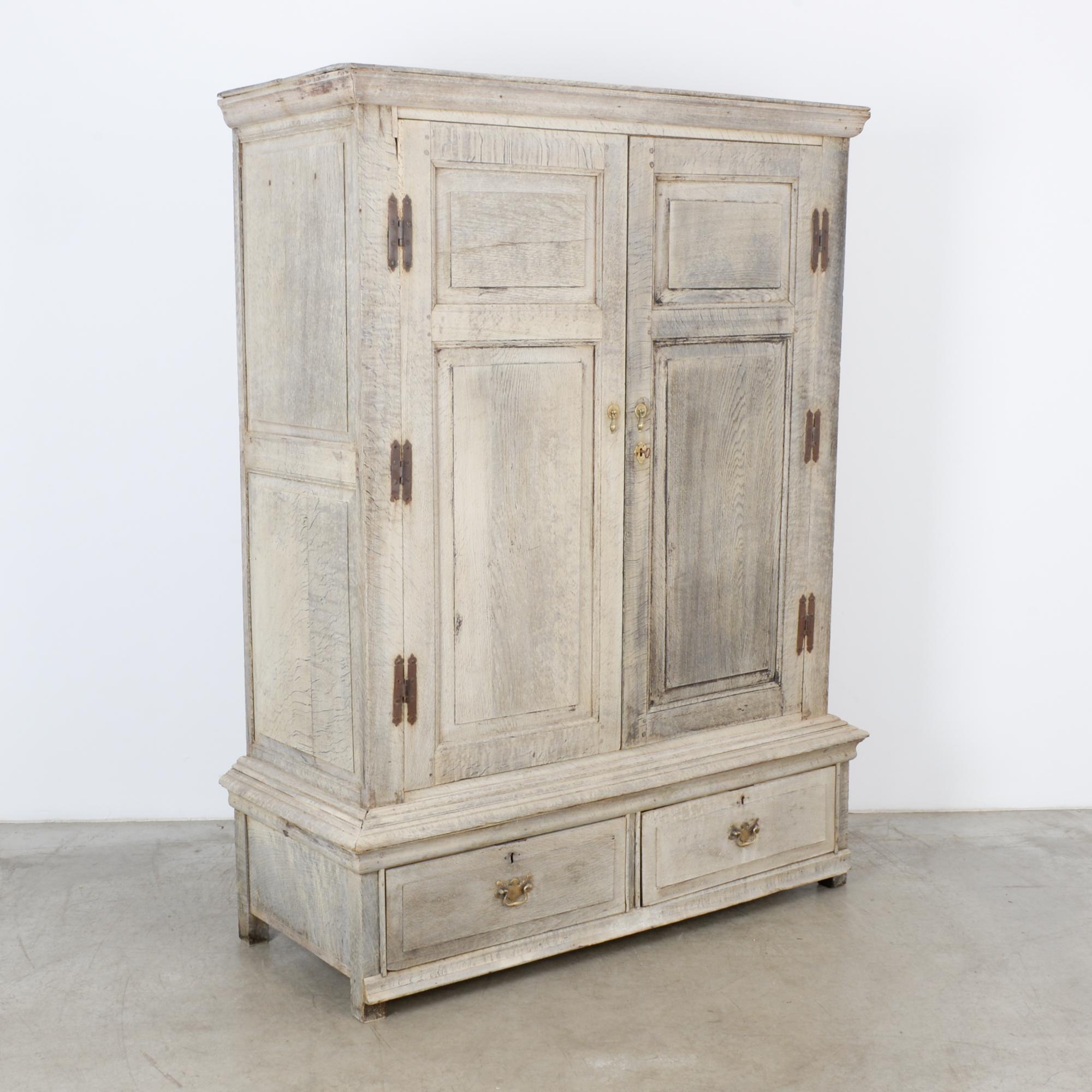 French Provincial 1880s French Bleached Oak Armoire