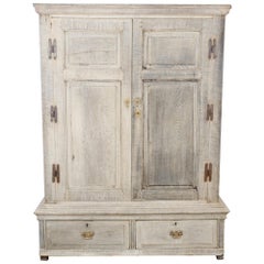 1880s French Bleached Oak Armoire