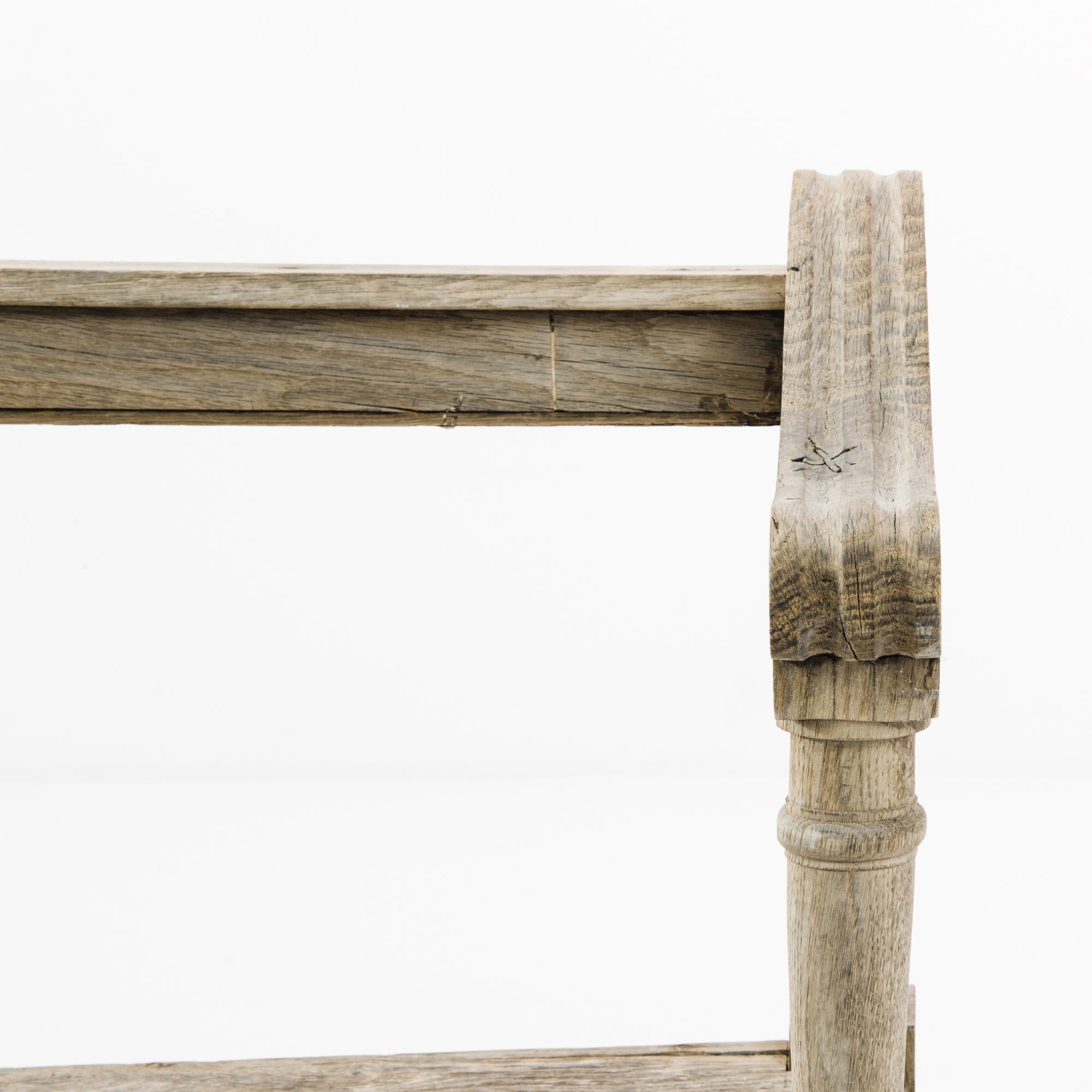 19th Century 1880s French Bleached Oak Bench