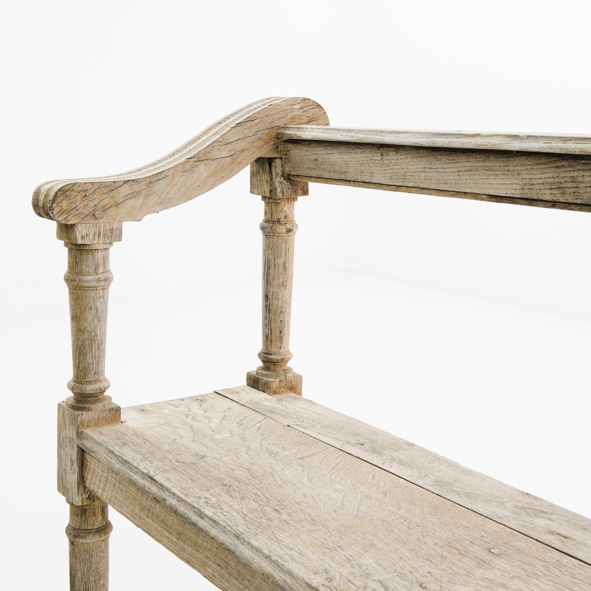 1880s French Bleached Oak Bench 1