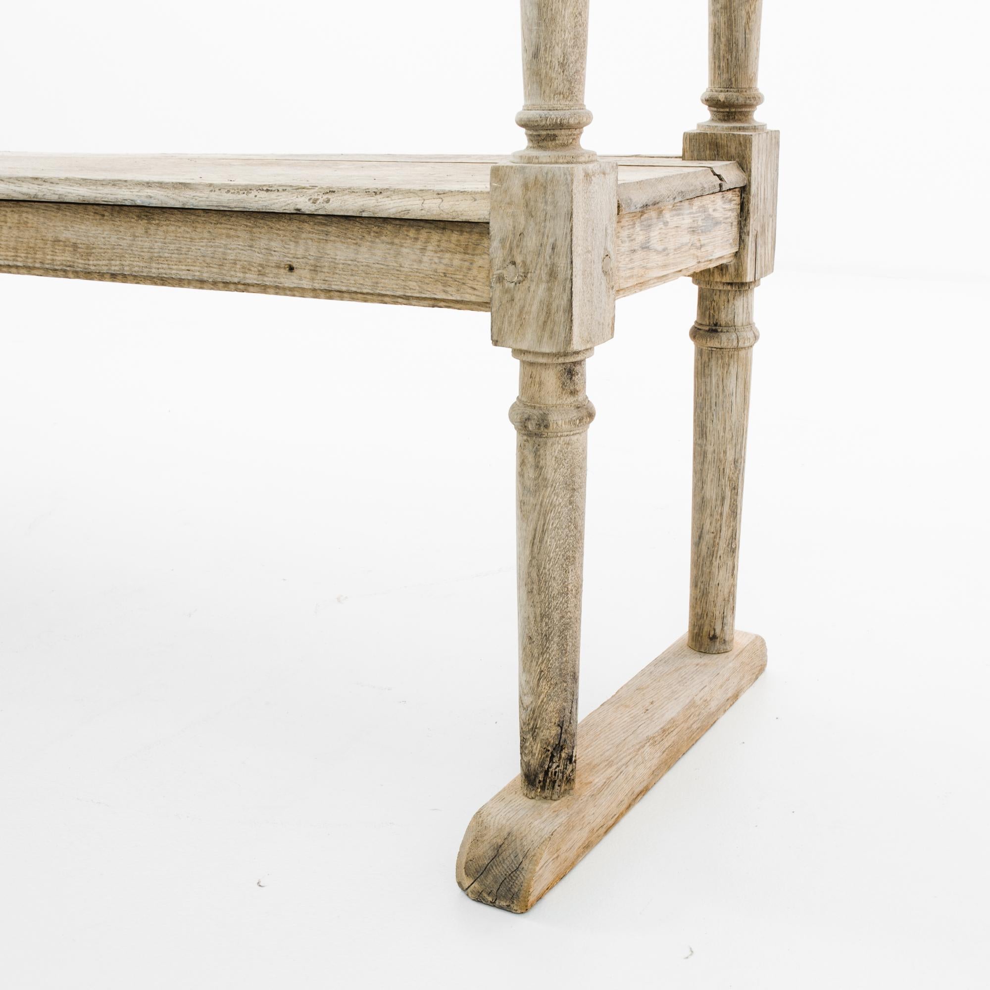 1880s French Bleached Oak Bench 2
