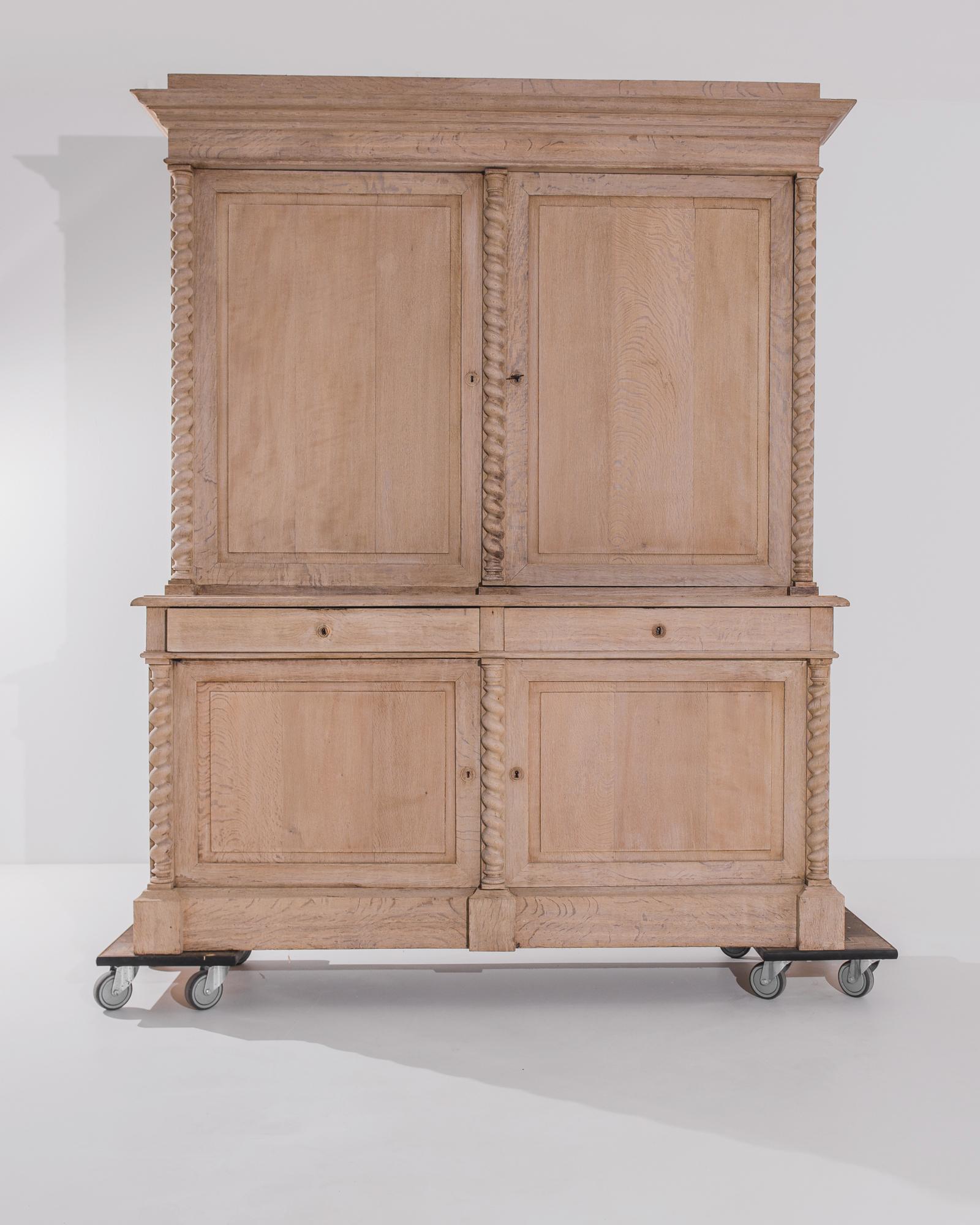 1880s French Bleached Oak Cabinet In Good Condition In High Point, NC