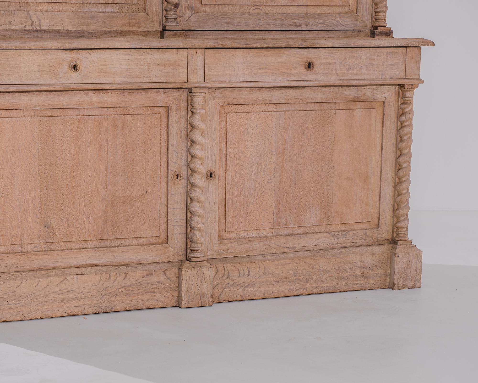 19th Century 1880s French Bleached Oak Cabinet