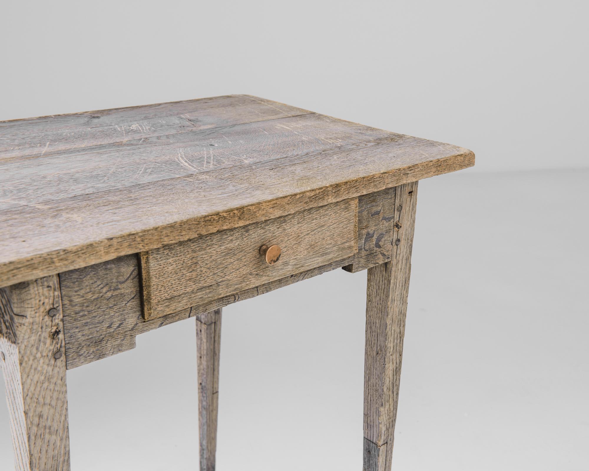 Country 1880s French Bleached Oak Table