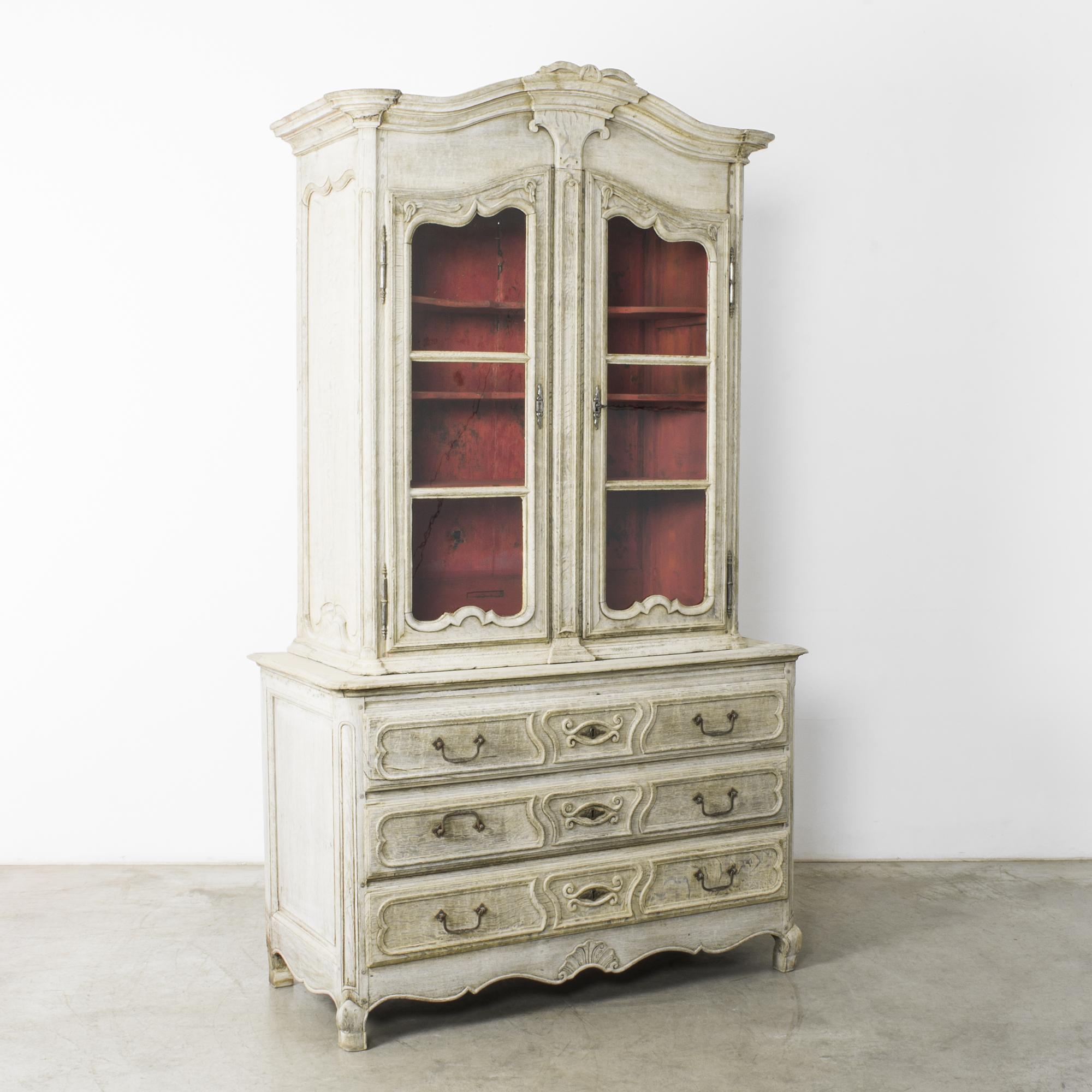 French Provincial 1880s French Bleached Oak Vitrine