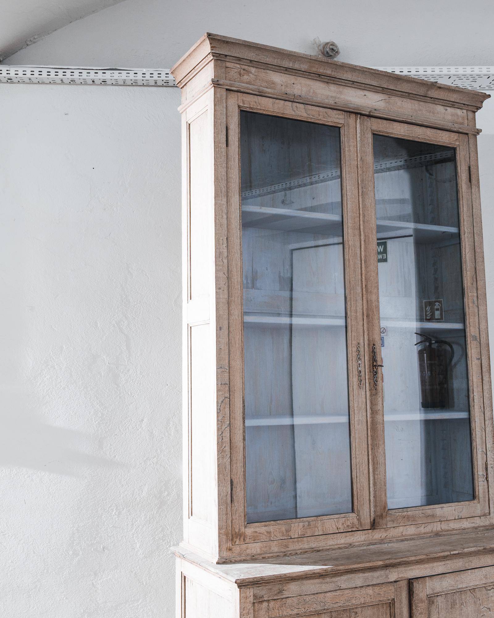 French Provincial 1880s French Bleached Oak Vitrine
