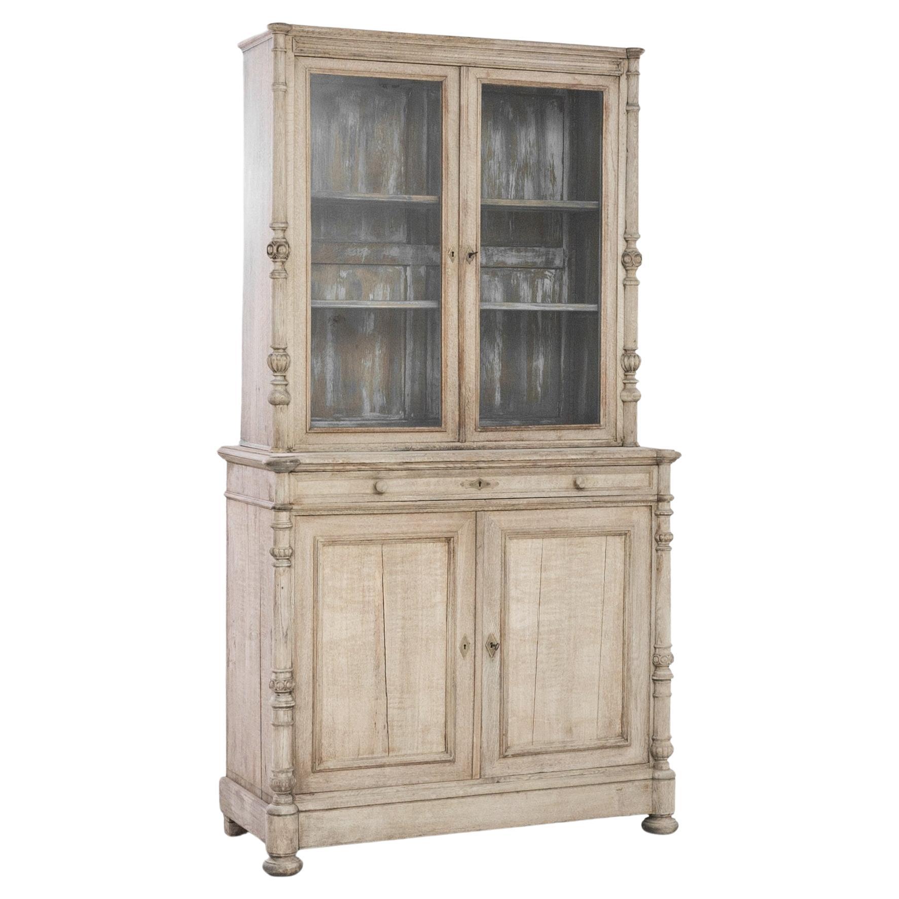 1880s French Bleached Oak Vitrine