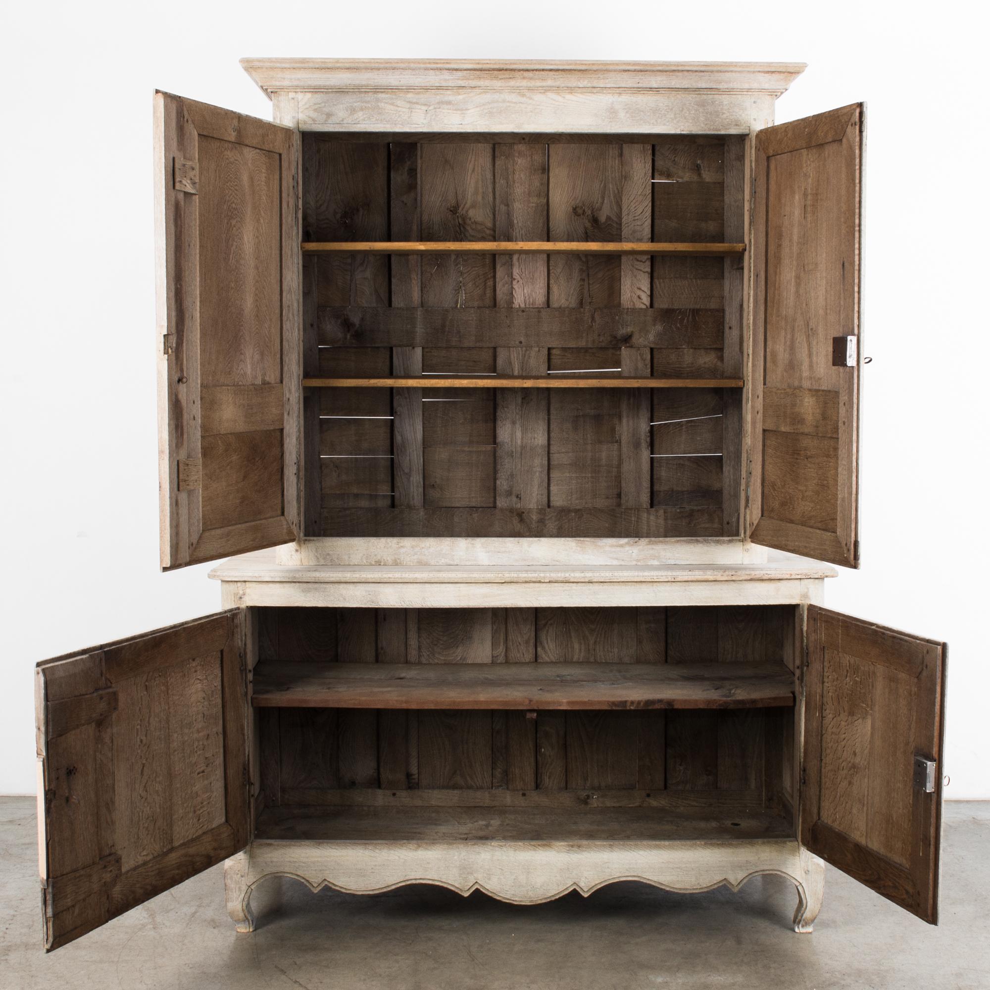 1880s French Country Natural Oak Armoire 1