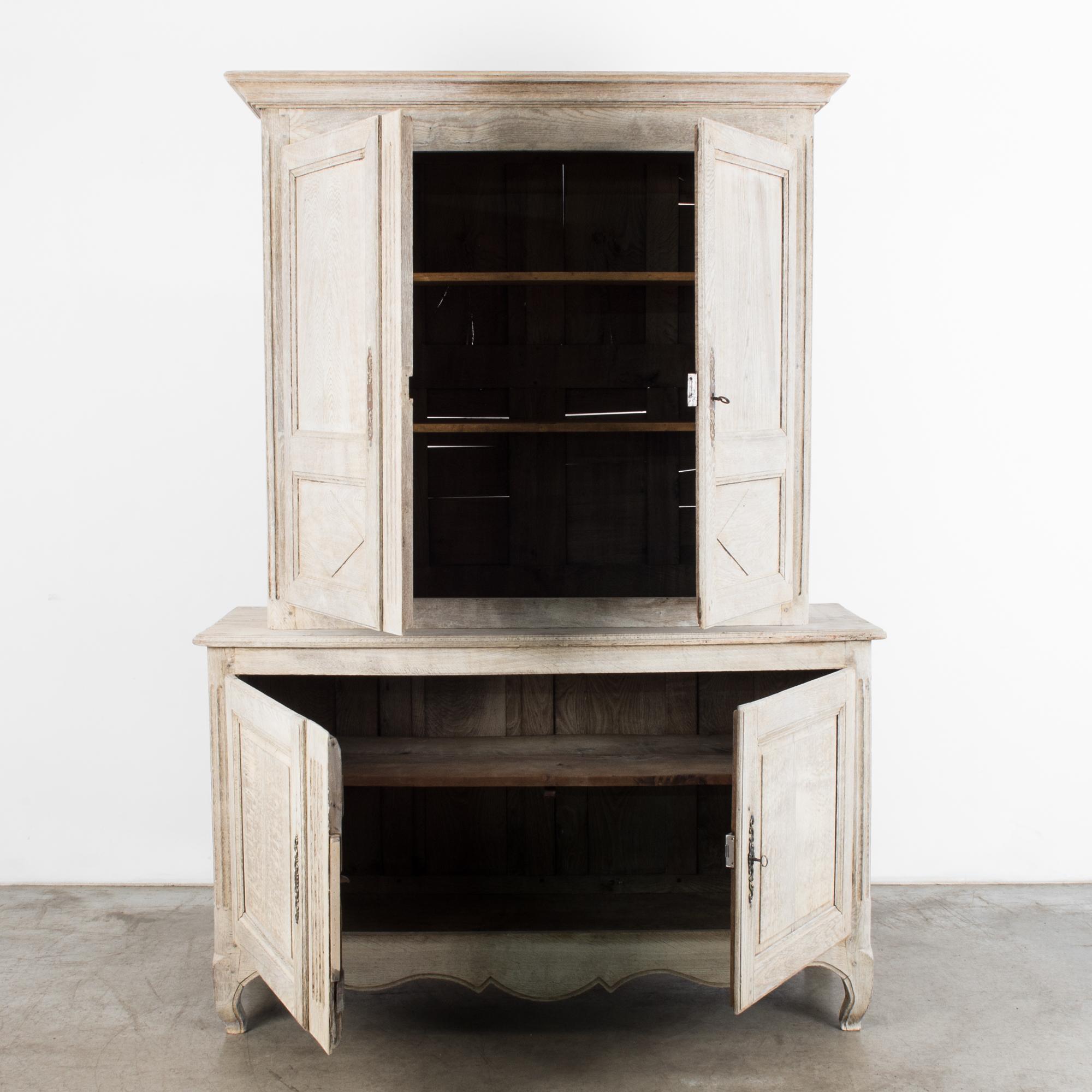 1880s French Country Natural Oak Armoire 2