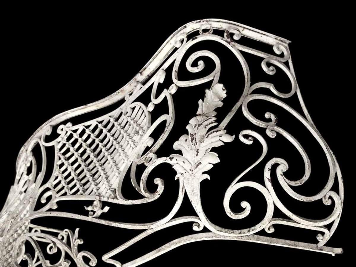 1880s Antique Handwrought Iron Balcony Front Done in a French Bombay Style 2