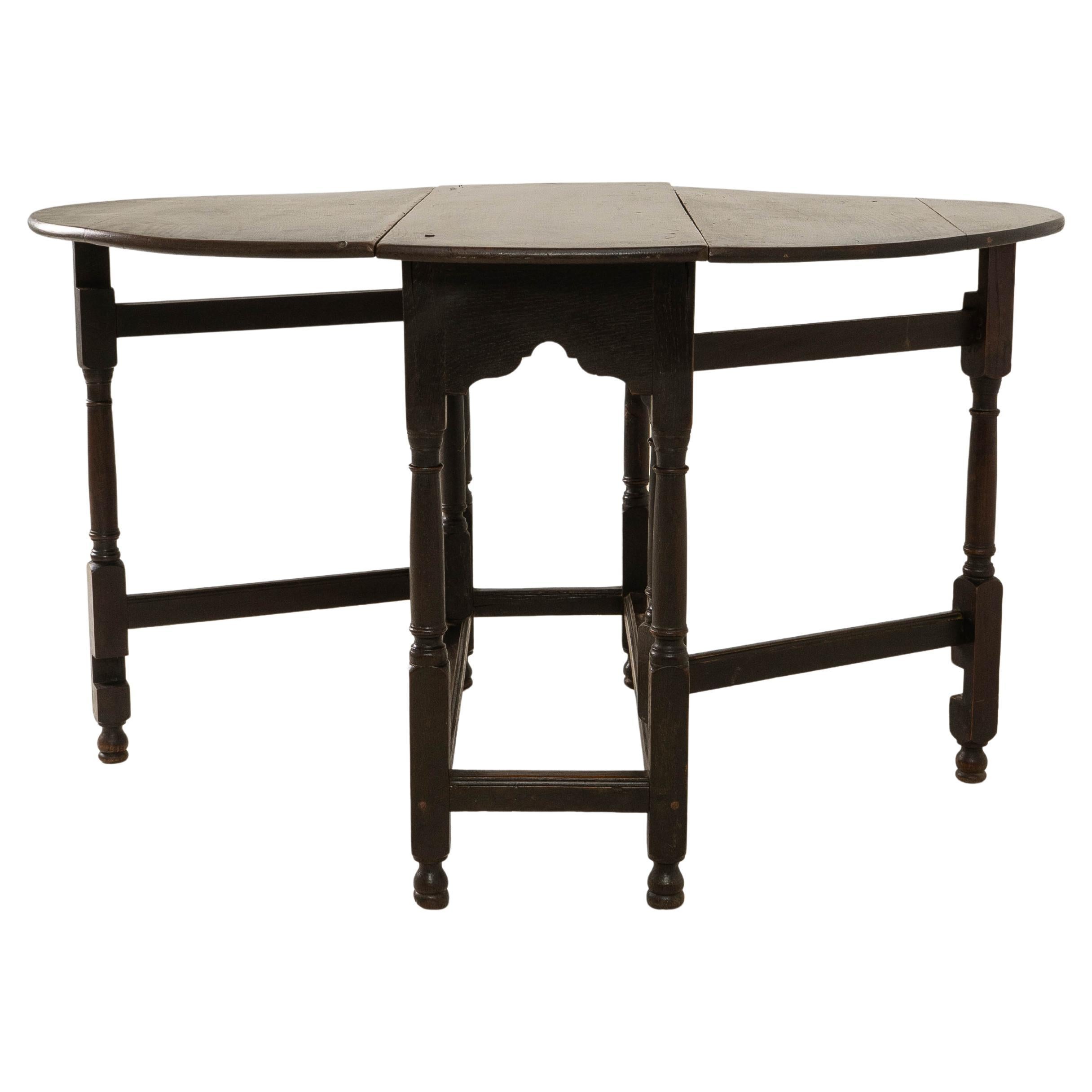1880s French Ellipse Wooden Gateleg Table In Original Patina For Sale