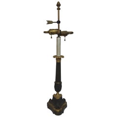 1880s French Empire Gilt Bronze Candlestick Lamp