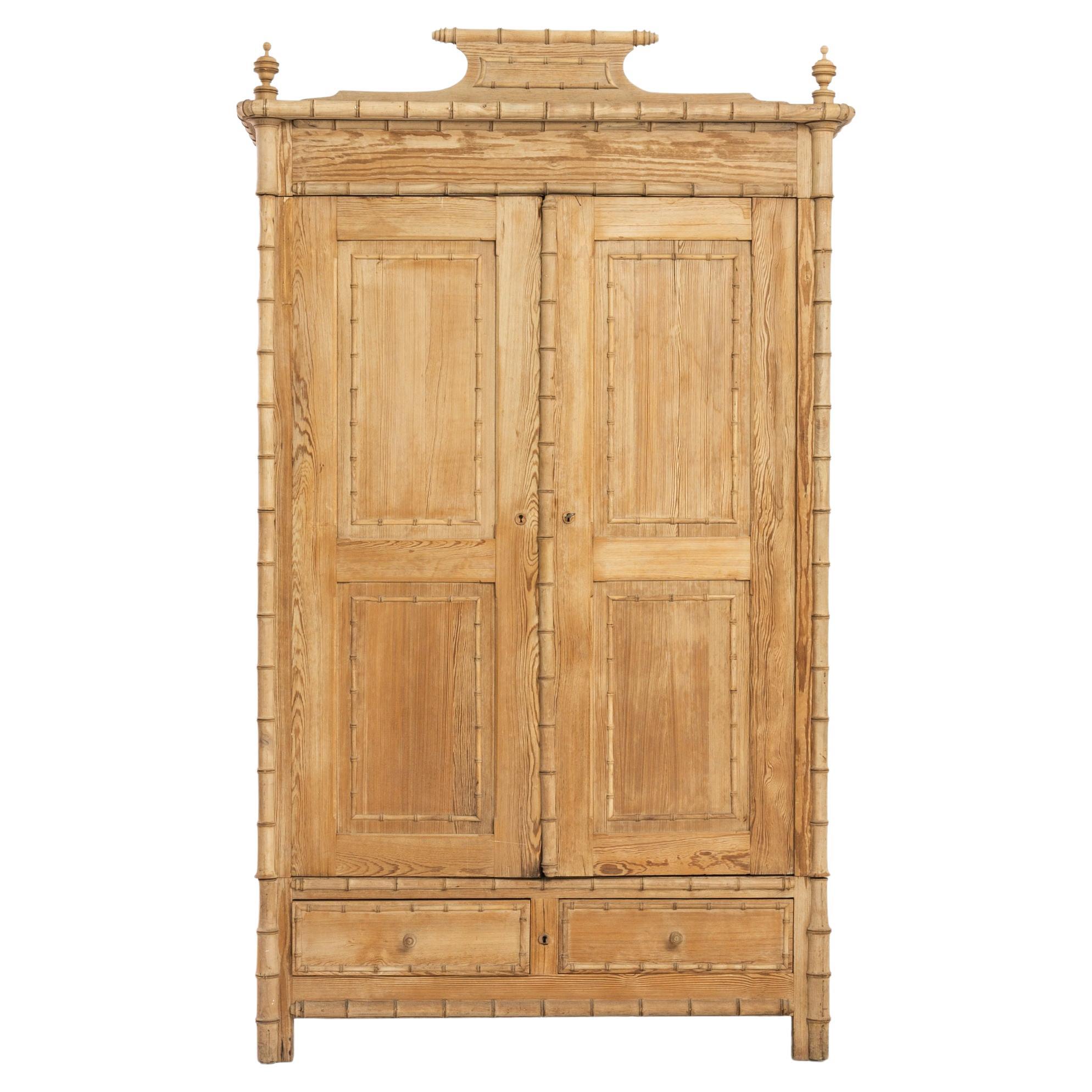 1880s French Faux Bamboo Armoire