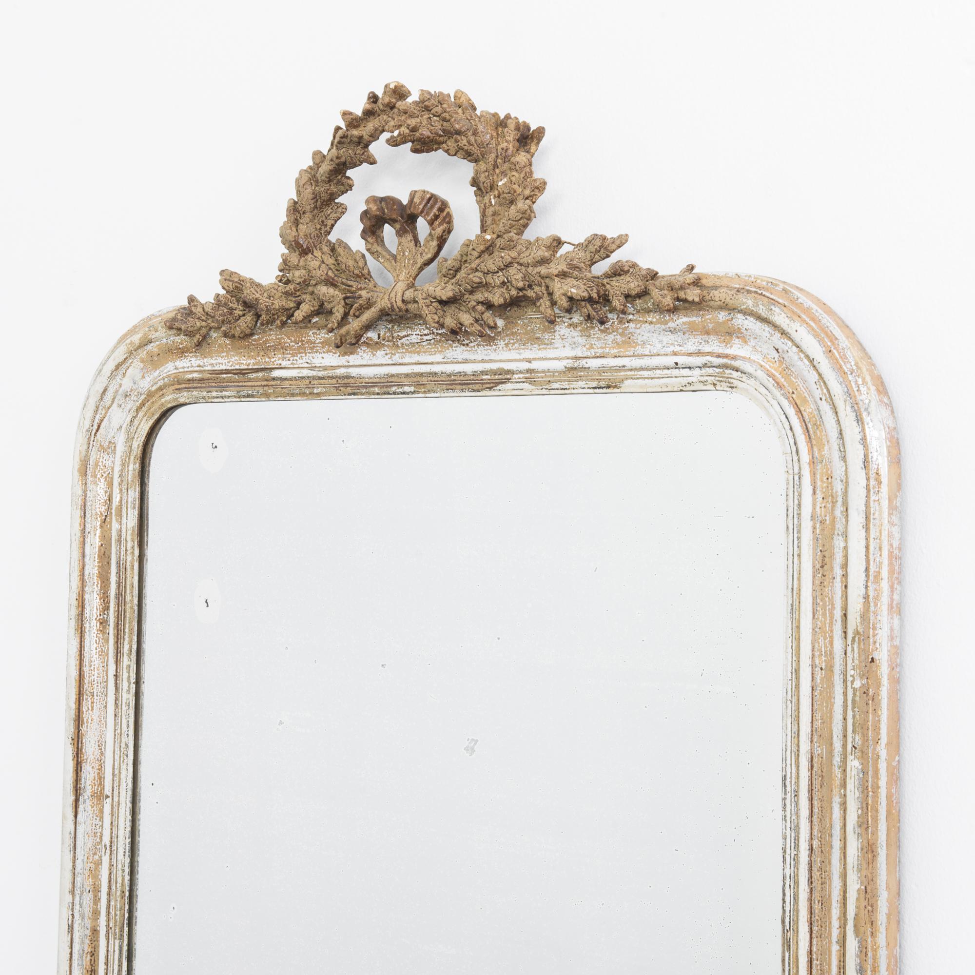 French Provincial 1880s French Gilded Mirror with Laurel Wreath