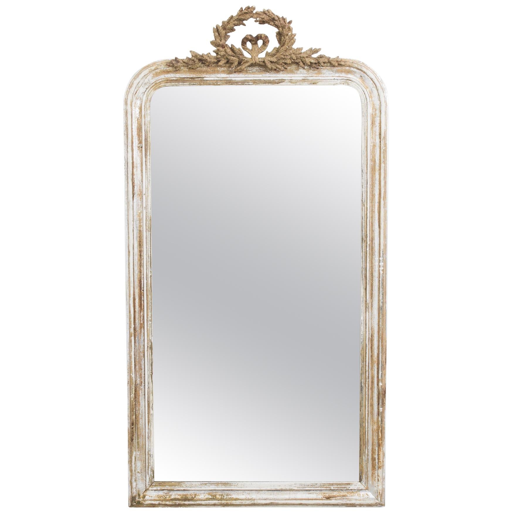 1880s French Gilded Mirror with Laurel Wreath