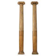 1880s French Gilded Wooden Columns, a Pair