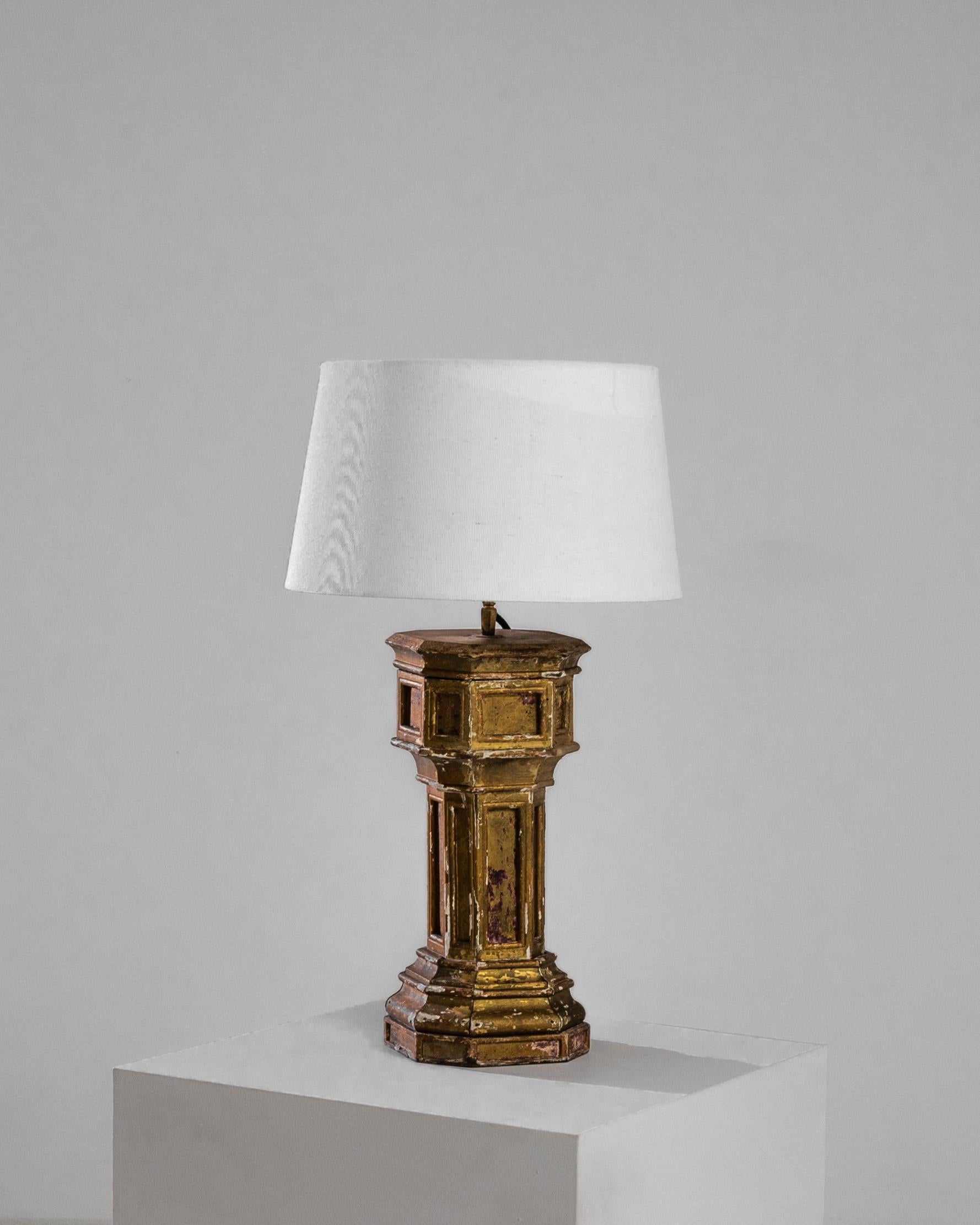 French Provincial 1880s French Gilded Wooden Table Lamp