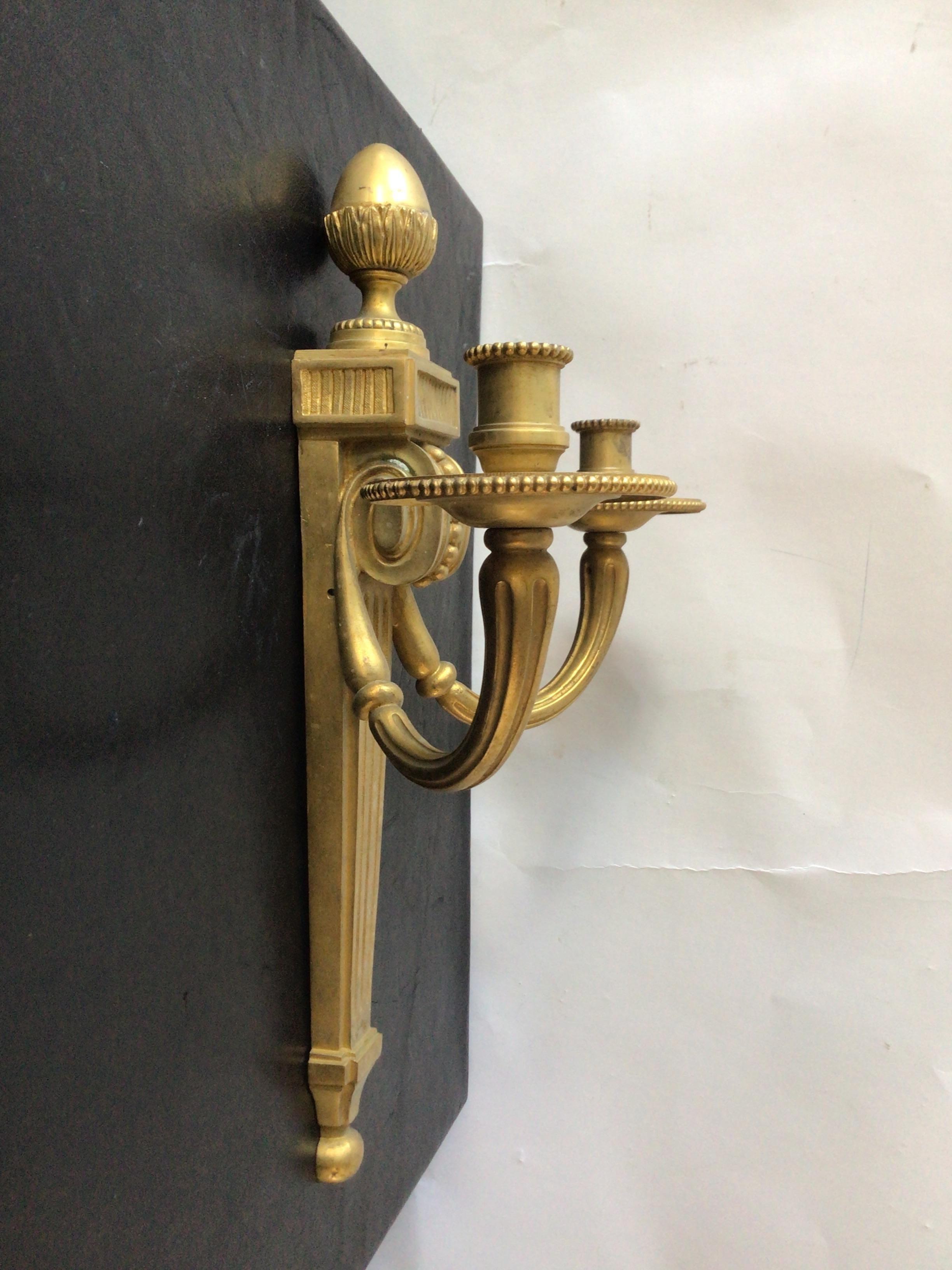1880s French Gilt Bronze Classical Sconces For Sale 2