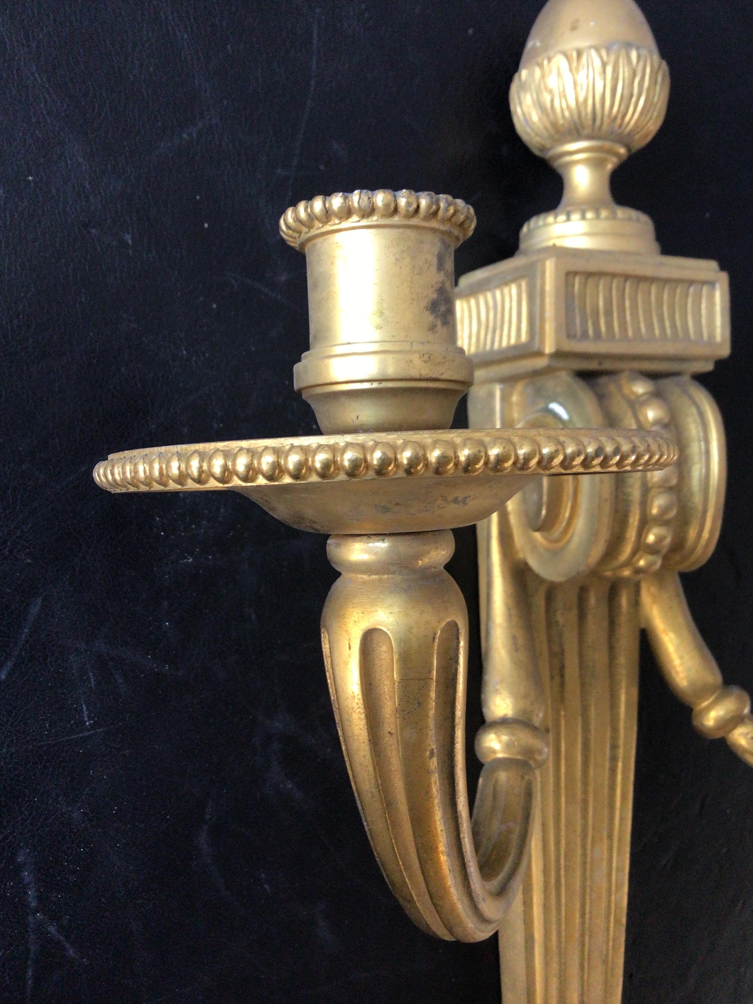 1880s French Gilt Bronze Classical Sconces For Sale 5