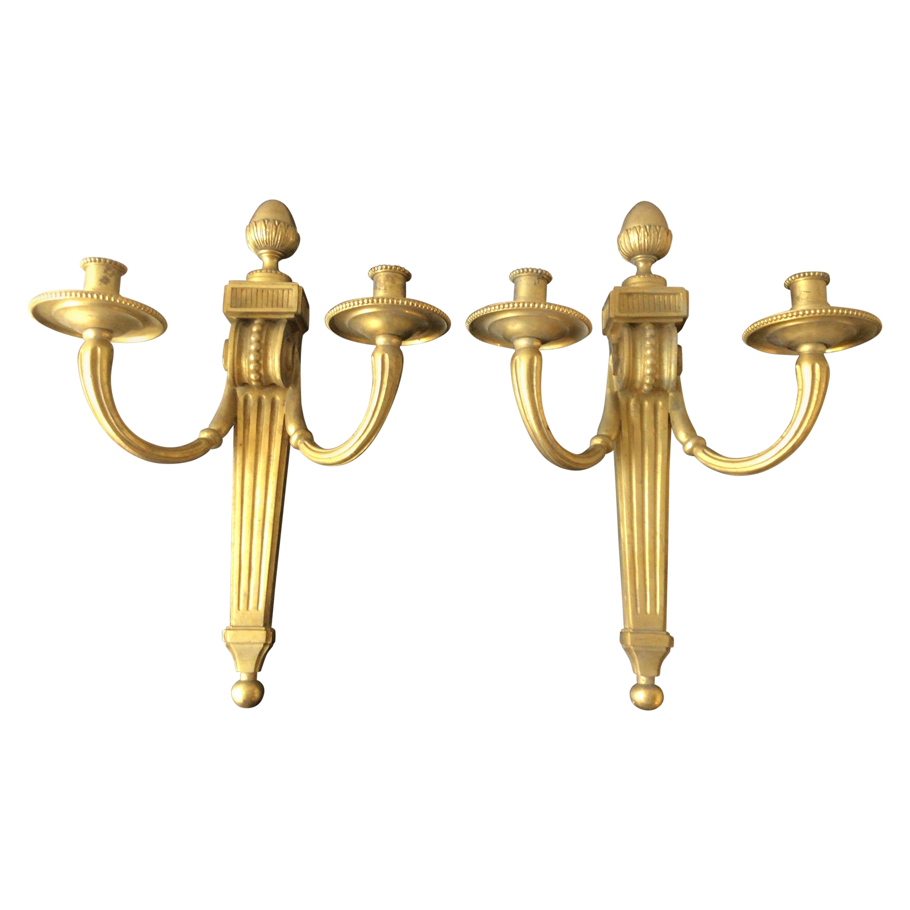 Apliques Clásicos Franceses de Bronce Dorado de 1880