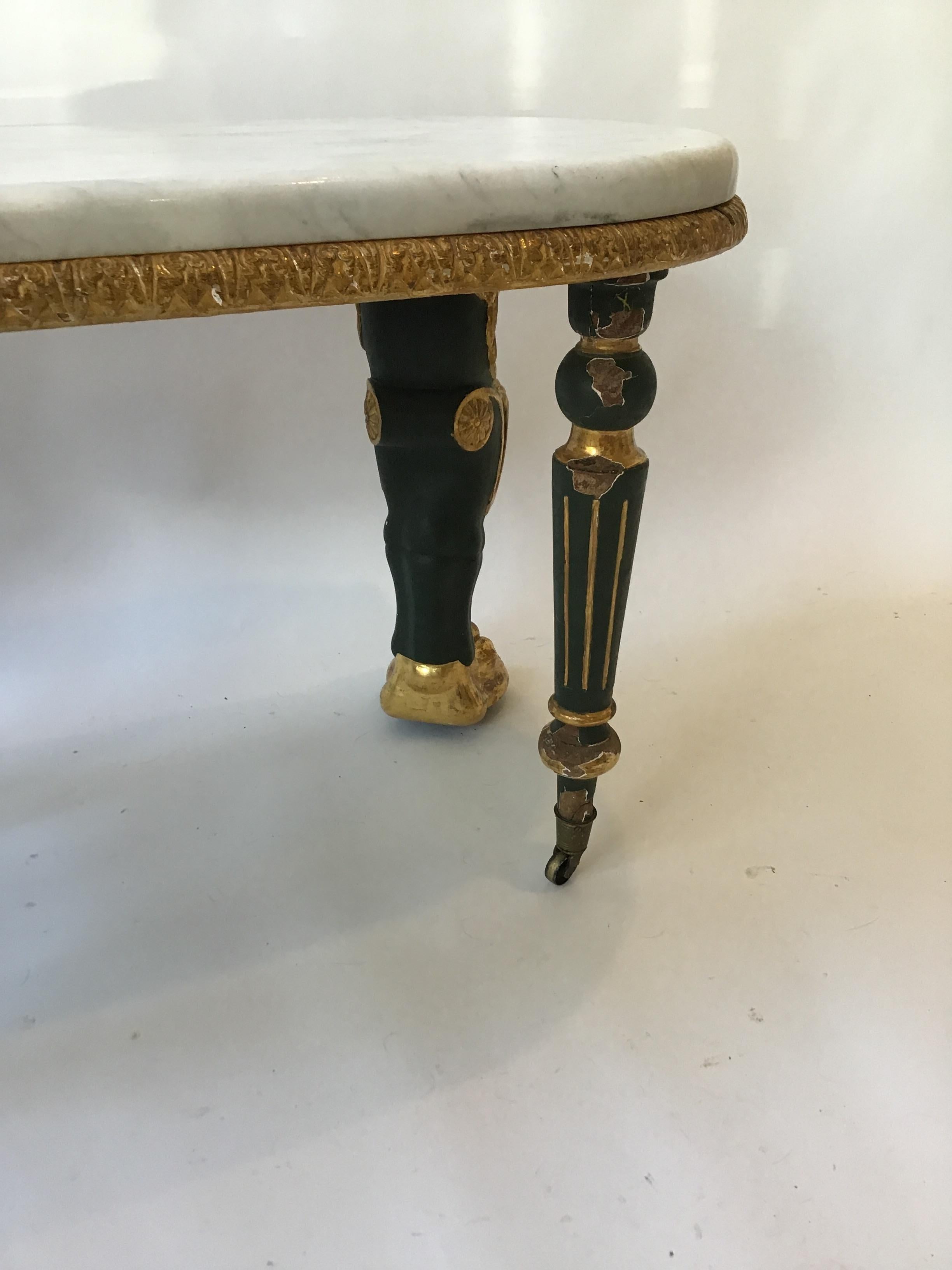 1880s French Gilt Lion Table with Marble Top For Sale 6