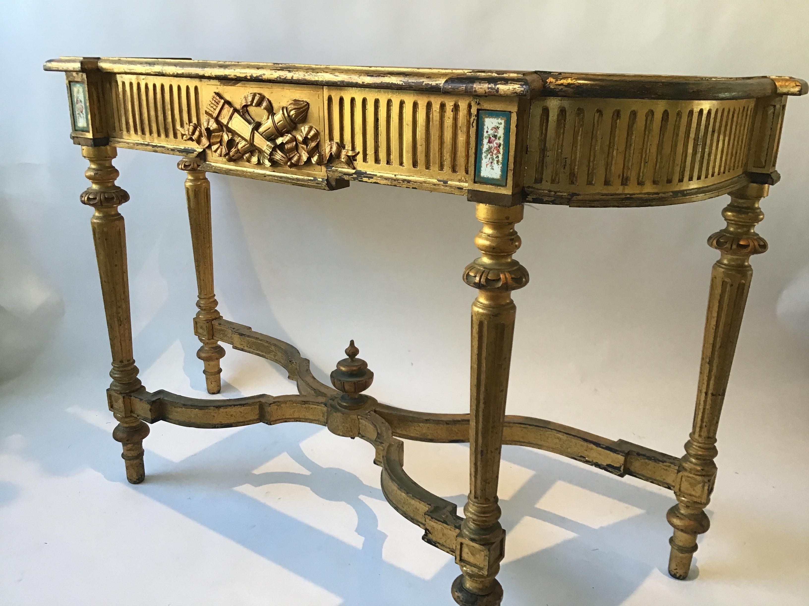 Late 19th Century 1880s French Gilt Wood Console For Sale