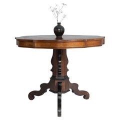 1880s French Inlaid Table with Scalloped Edges