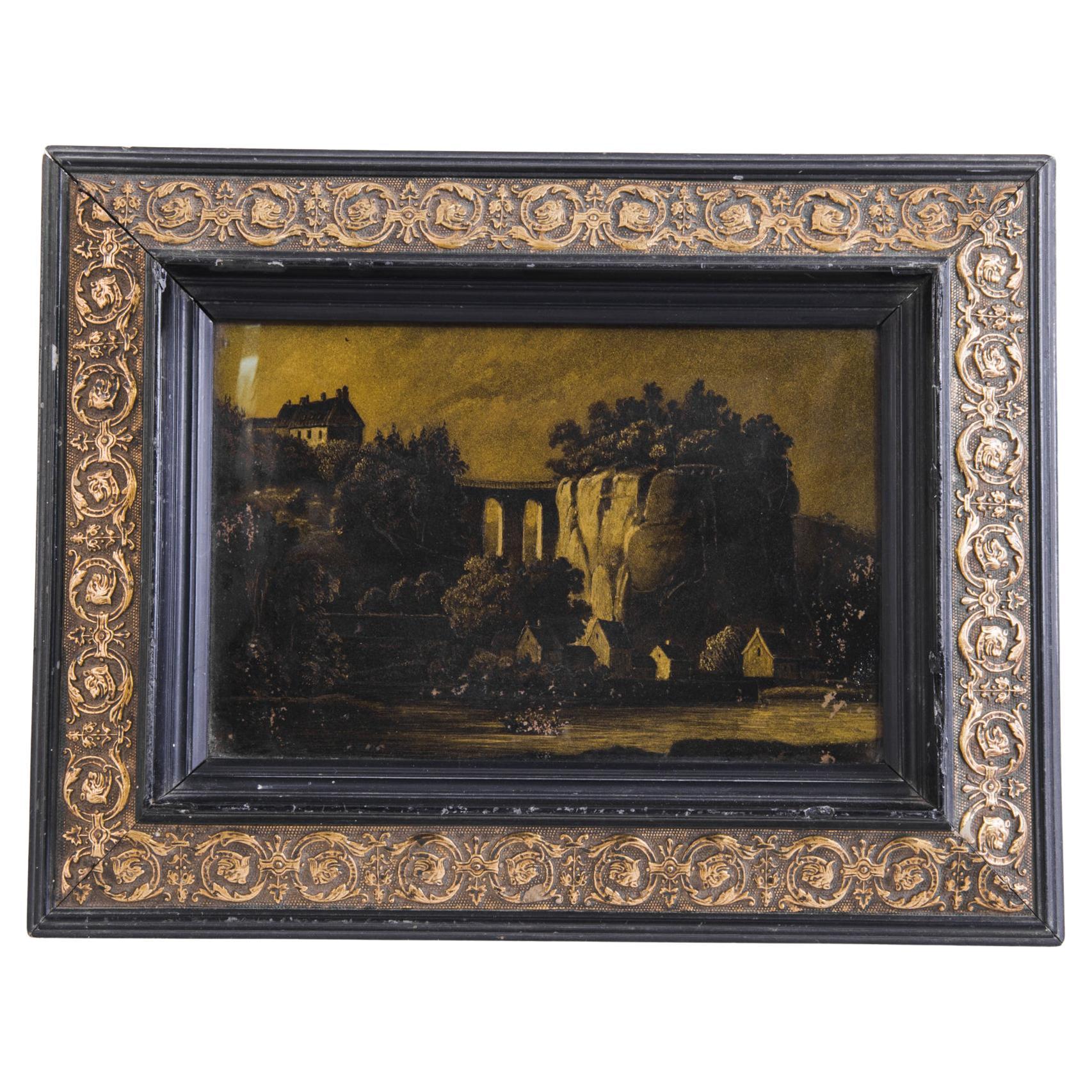 1880s French Landscape in Frame