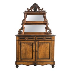 Antique 1880s French Mahogany Buffet with Mirror