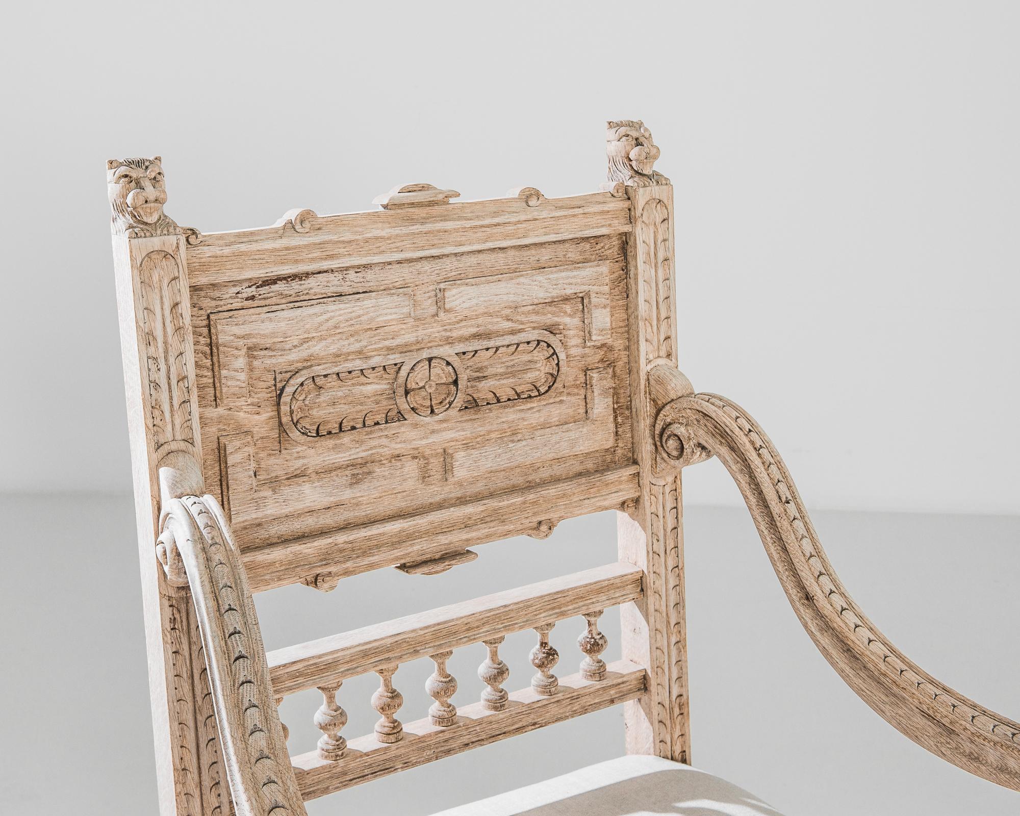 French Provincial 1880s French Oak Chair with Upholstered Seat