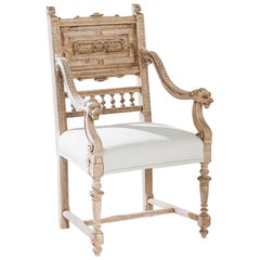 Chaise en chêne français des années 1880 avec assise tapissée