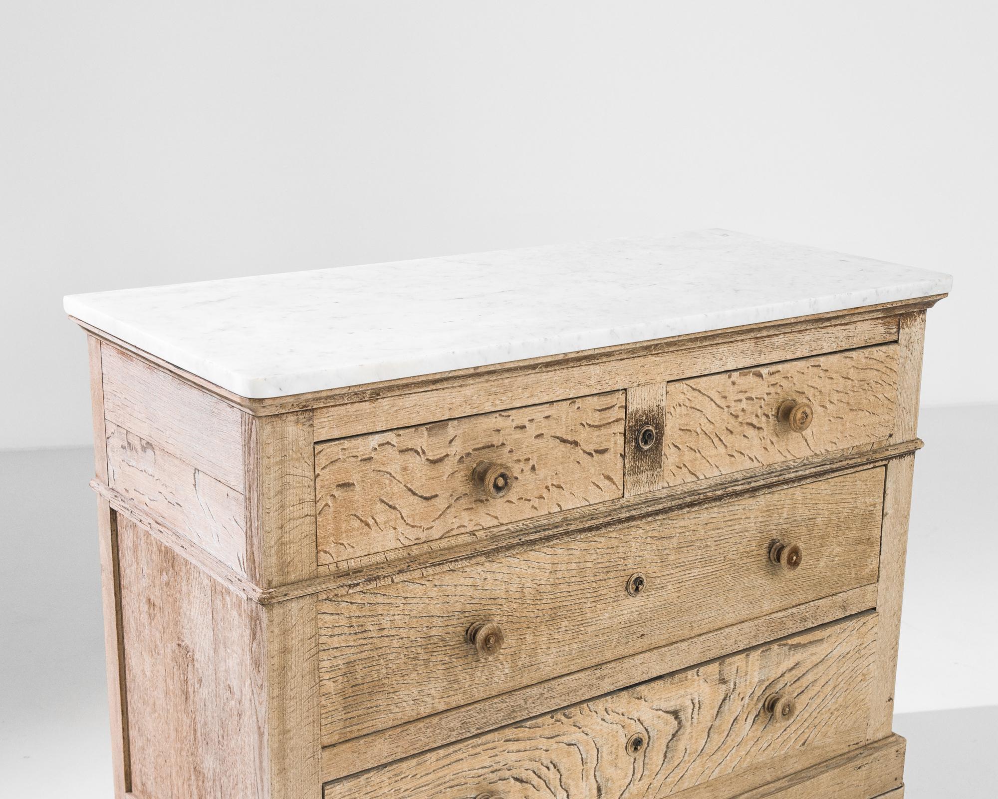 1880s French Oak Chest of Drawers with Marble Top 2