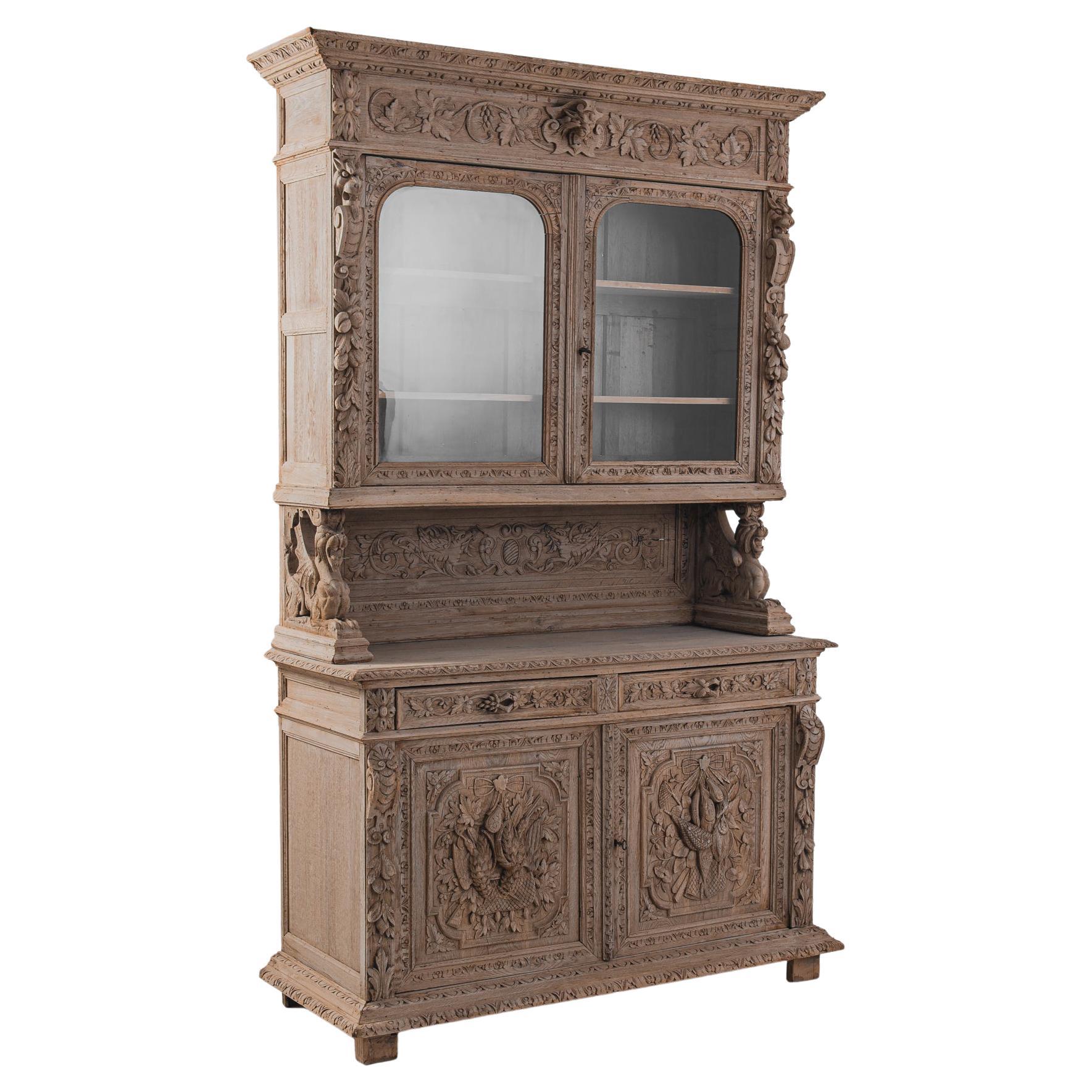 1880s French Oak Vitrine