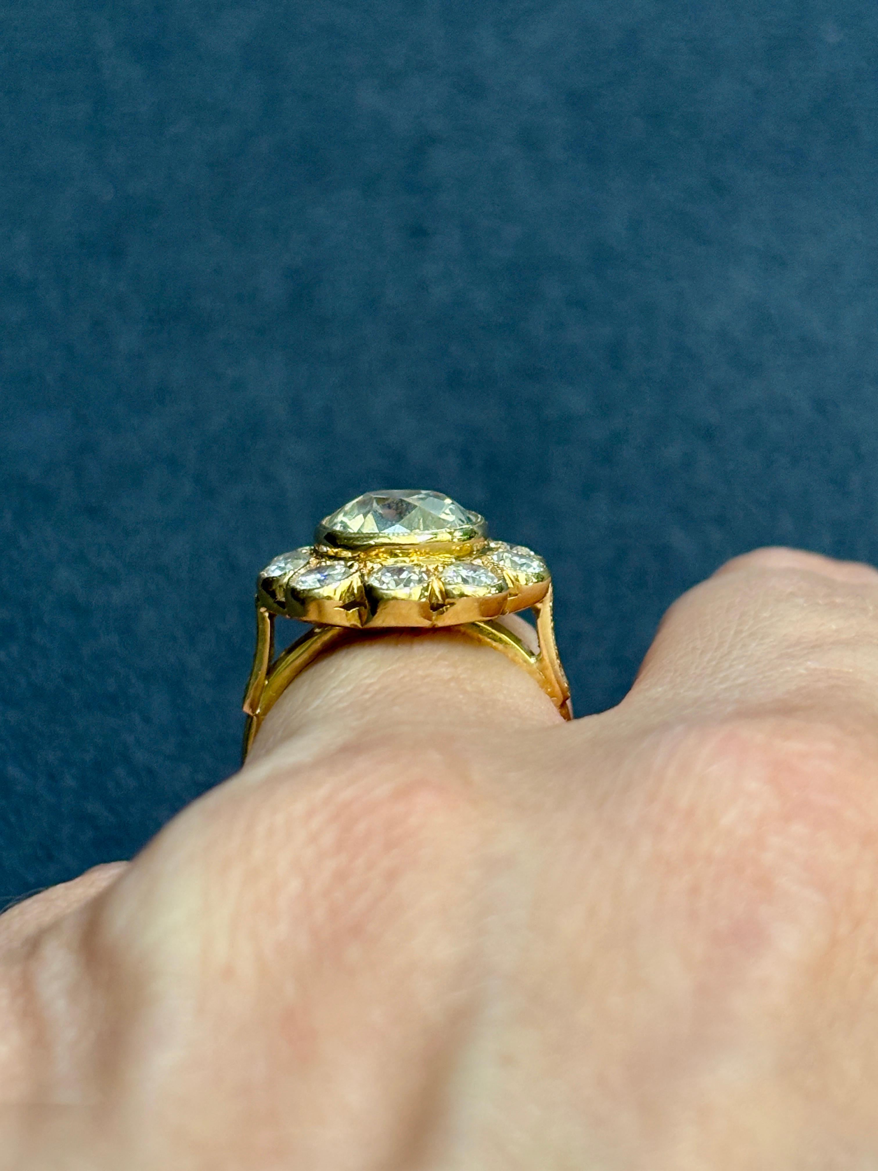 1880's French Old Mine cut floral diamond ring im Zustand „Gut“ im Angebot in London, GB