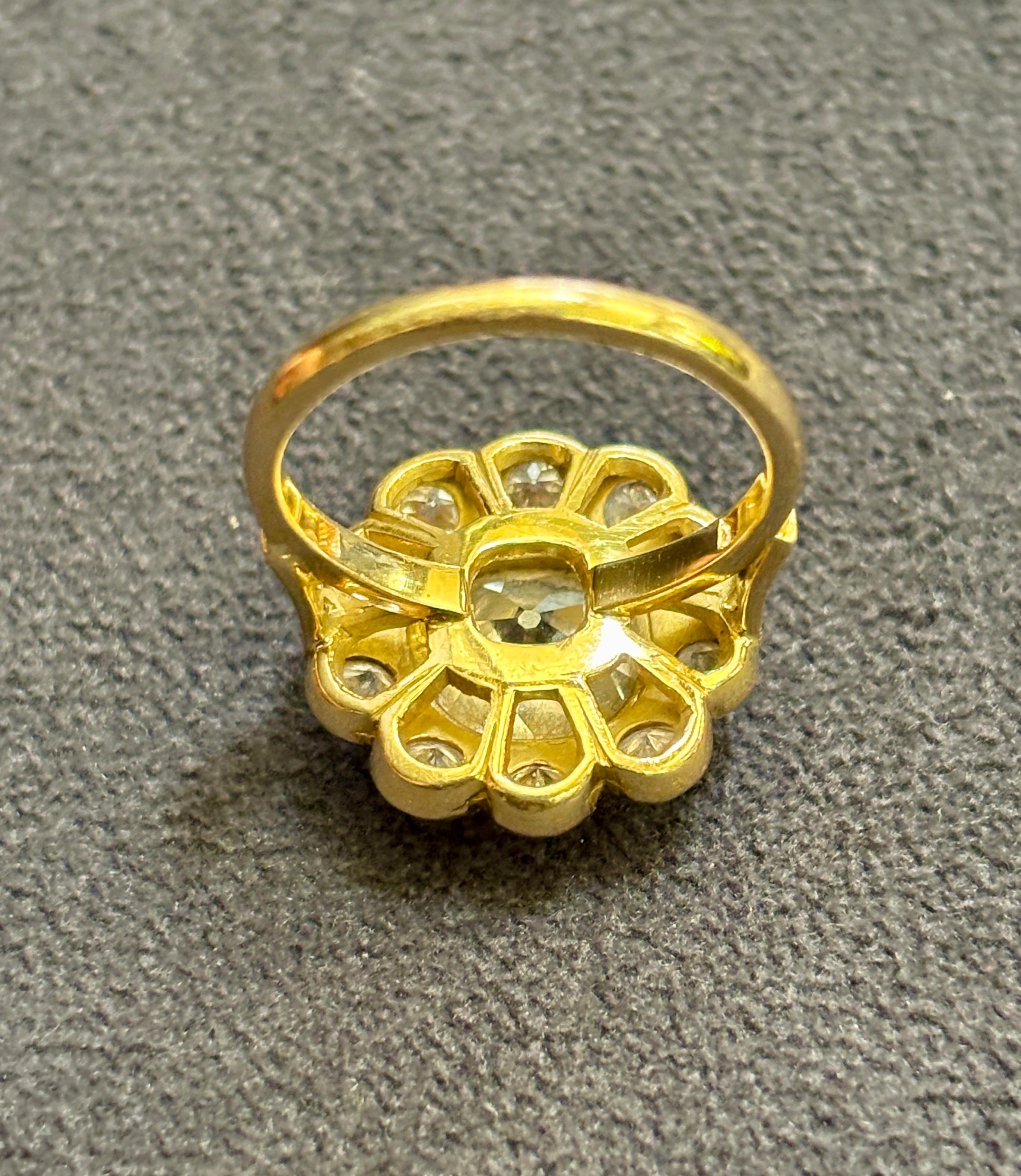 1880's French Old Mine cut floral diamond ring für Damen oder Herren im Angebot