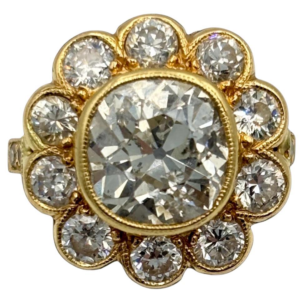 1880's French Old Mine cut floral diamond ring im Angebot