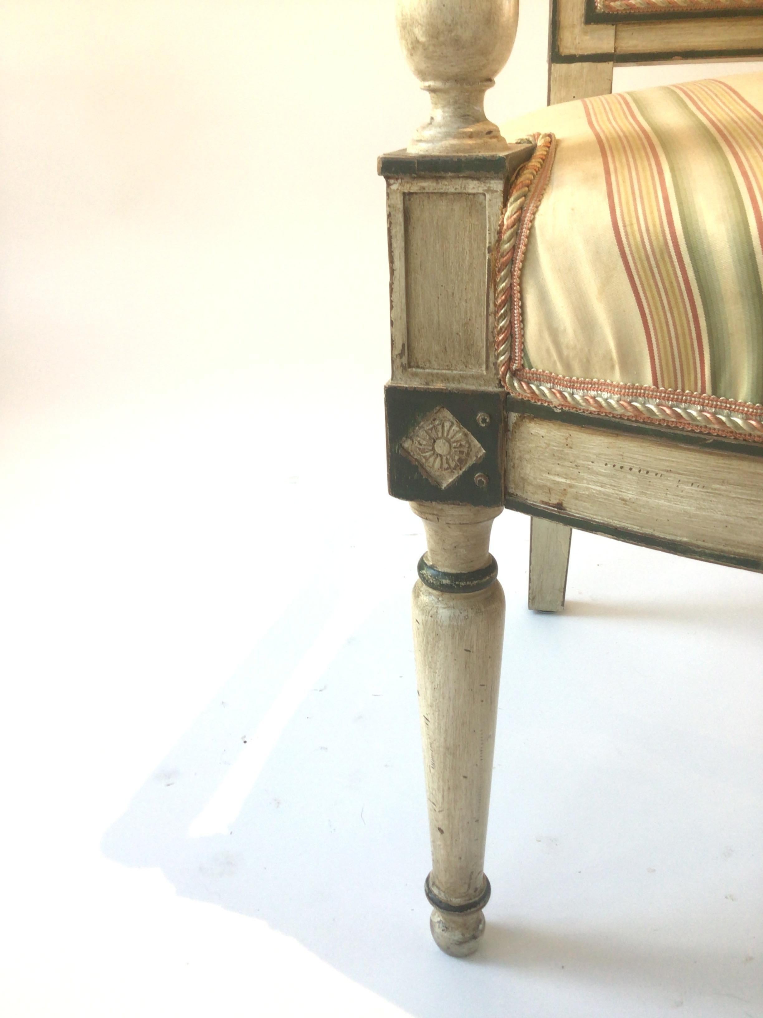 1880s French, Painted Off White Directoire Armchair For Sale 5