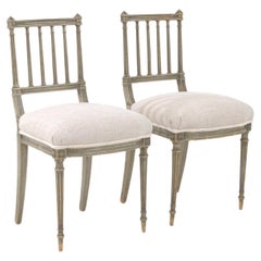 1880s French Pair Of Dining Chairs With Upholstered Seats