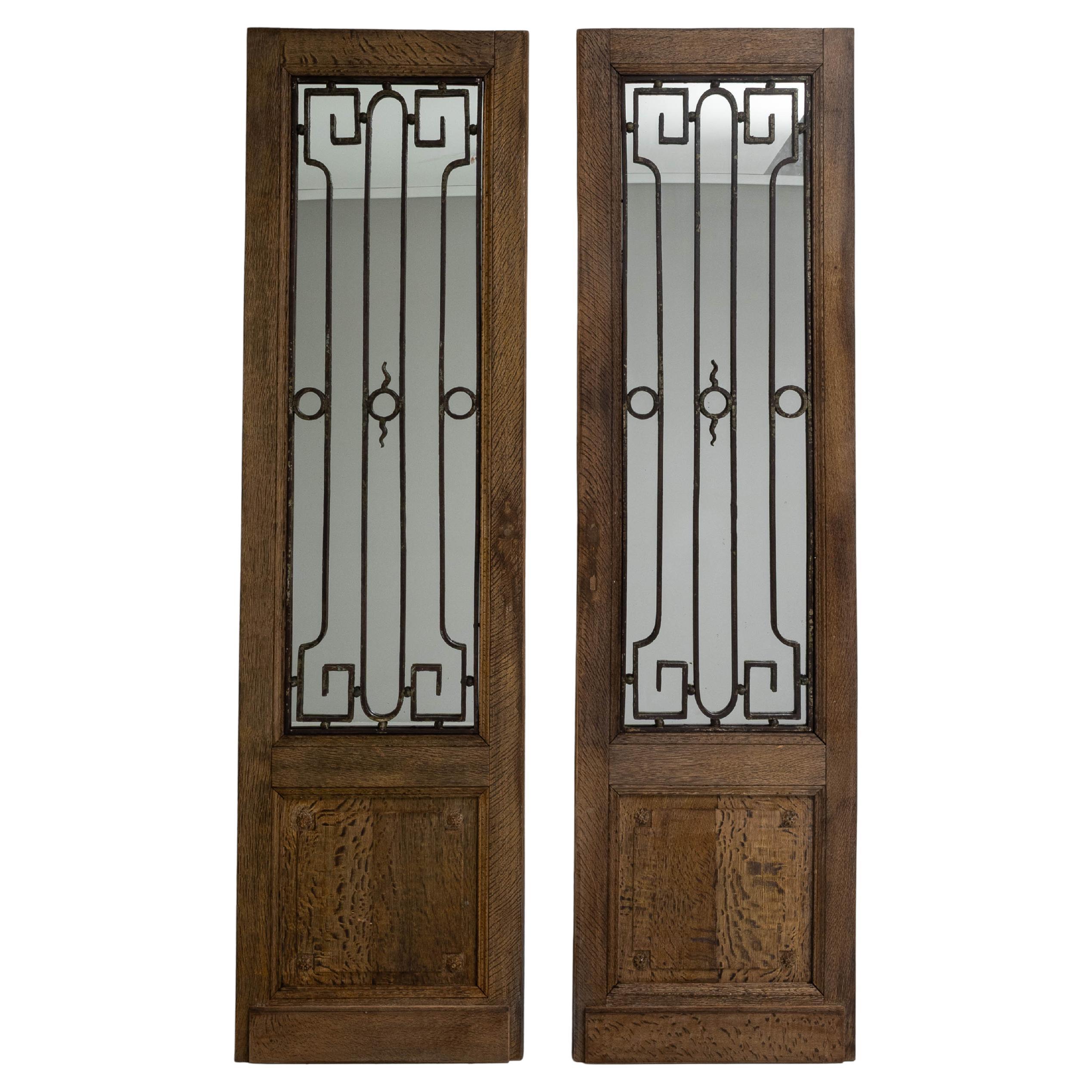Coppia di porte in legno con specchi del 1880 in Francia in vendita