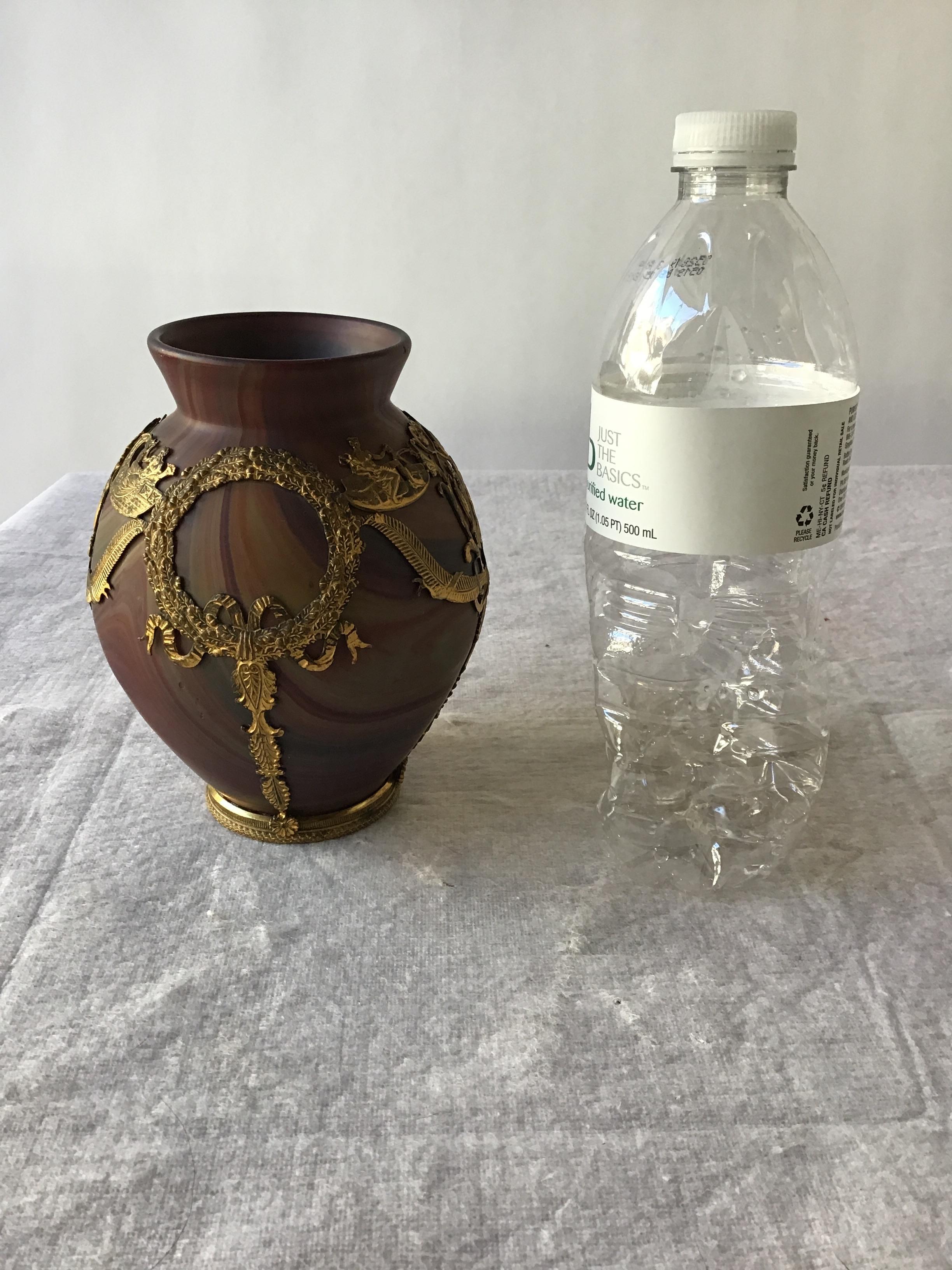 1880s French Phoenician Glass Vase with Bronze Ormolu In Good Condition In Tarrytown, NY